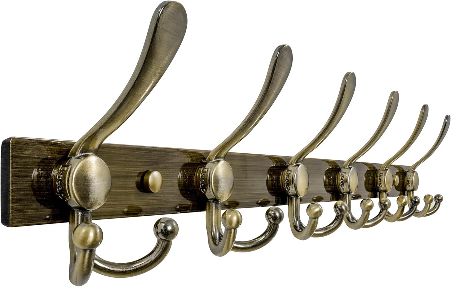 Dseap Coat Rack Wall Mount 2.0 Pro: 24” Long, 3X Tougher, Heavy Duty Stainless Steel Wall Coat Hanger with 6 Tri Hooks for Clothes Jackets Hats Entryway Closet, Bronze