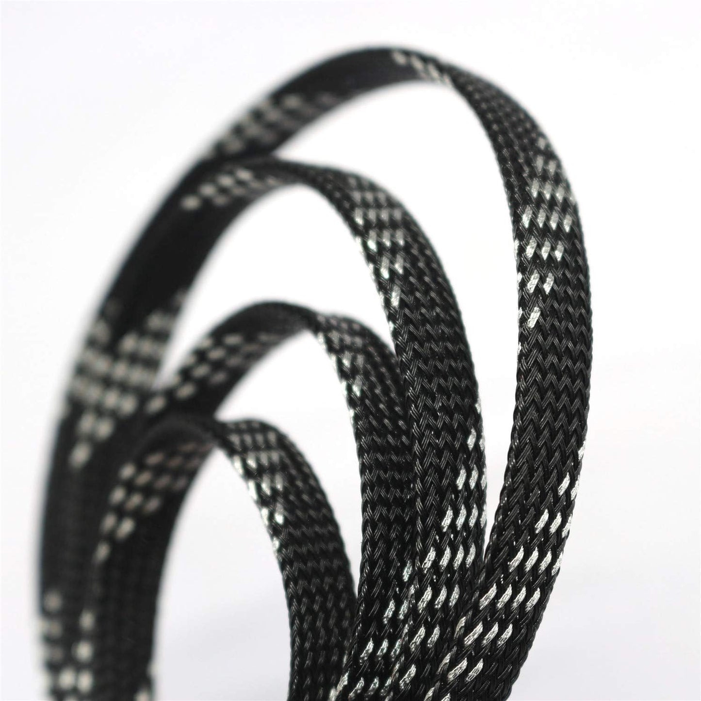 30ft PET Expandable Sleeving Wire Cable Sleeve (1/4", Silver&Black)