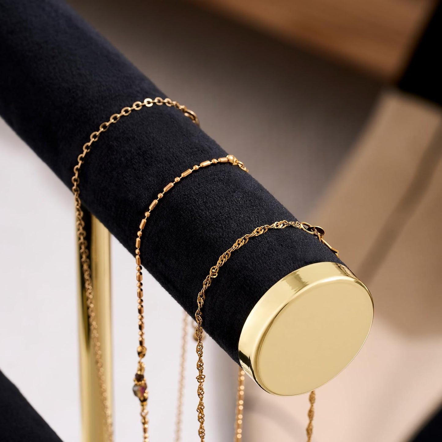 Bracelet Holder Jewelry Organizer Display - 3 Tier T Bar Velvet Stand, Black Jewelry Storage for Bracelet, Necklaces, Earrings, Watches