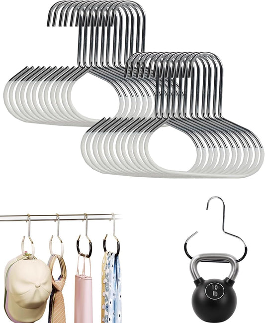 Durable Steel Hangers: Maximize Closet Space with Versatile Storage, Multifunctional Steel Hangers, Heavy Duty Closet Organizer Hooks for Hats, Scarves, Belts, Ties, Bra, Anti-Slip (Gray, 24 PCS)