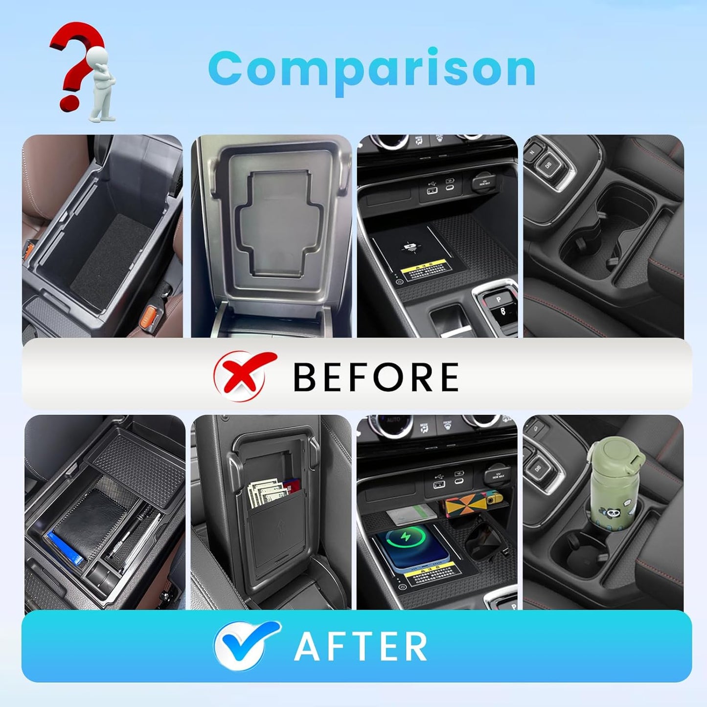 4PCS Center Console Organizer Compatible with 2023 2024 2025 2026 Honda CRV Secondary Box Insert Divider Armrest Storage Tray Hidden Storage Tray Cup Holder Interior Accessories