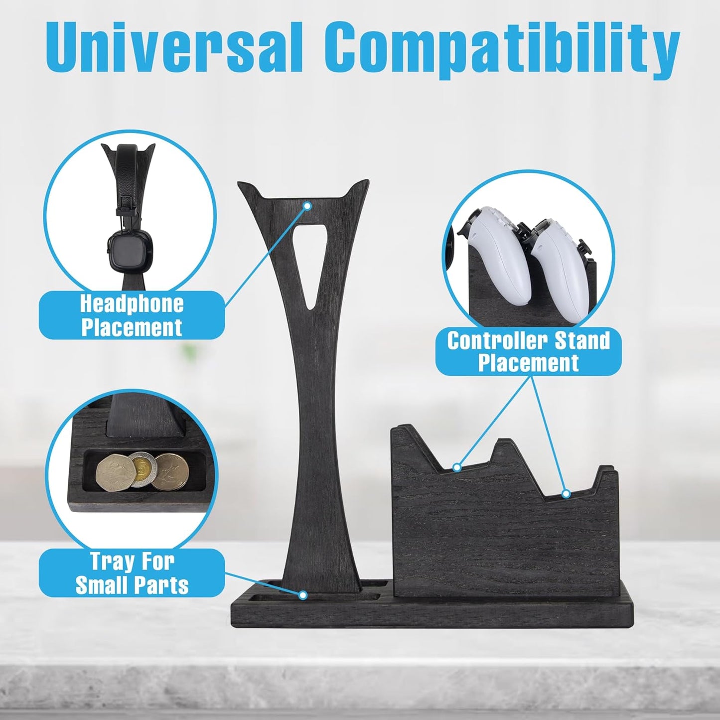 Gamer Gifts for Men Teenage Boy Controller Holder & Headphone Stand, Stylish Gaming Accessories Setup Controller Stand Headset Stands, Unique Gifts for Gamers to Organize Gaming Equipment
