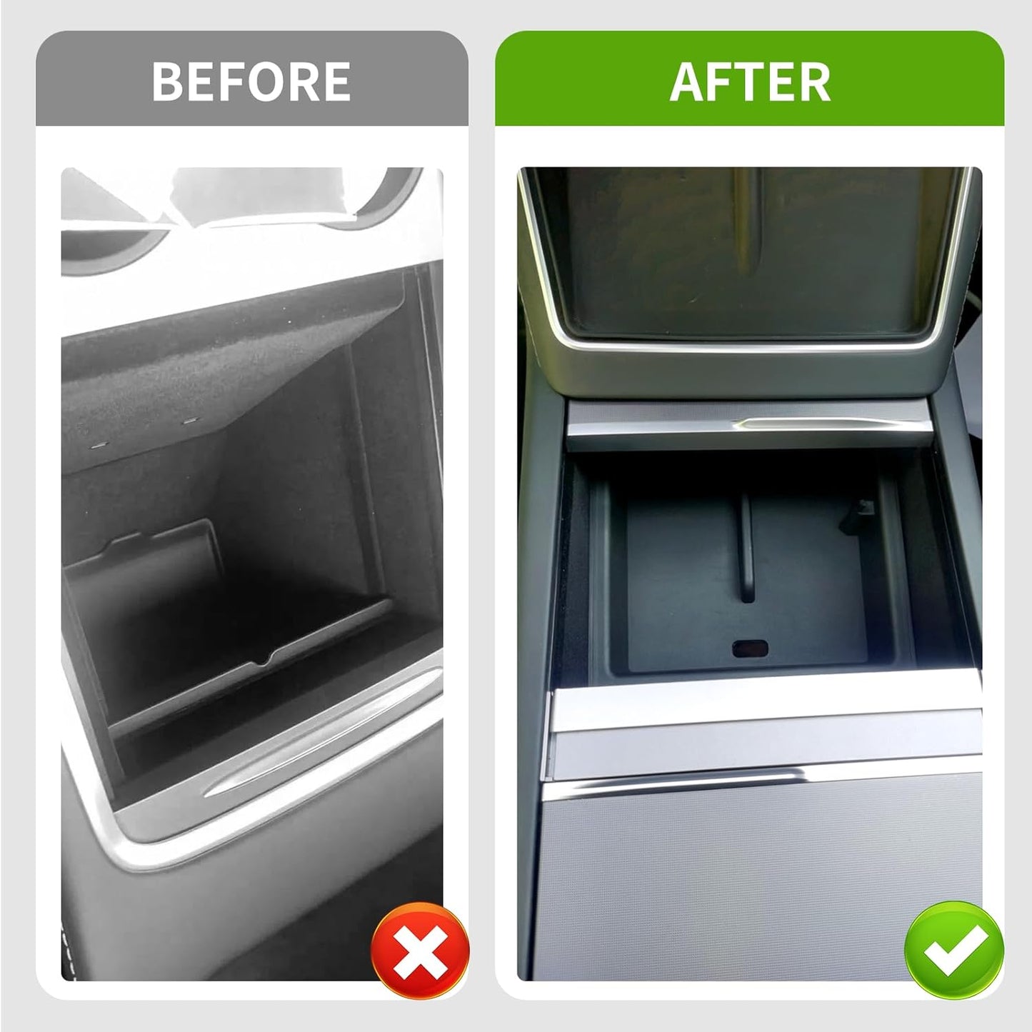 Tesla Model Y Juniper Center Console Organizer 6 PCS Silicone 2025 2026 New Tesla Model Y Juniper & Model 3 Highland Accessories Silent Hidden Storage Box with Rear Air Vent Protector