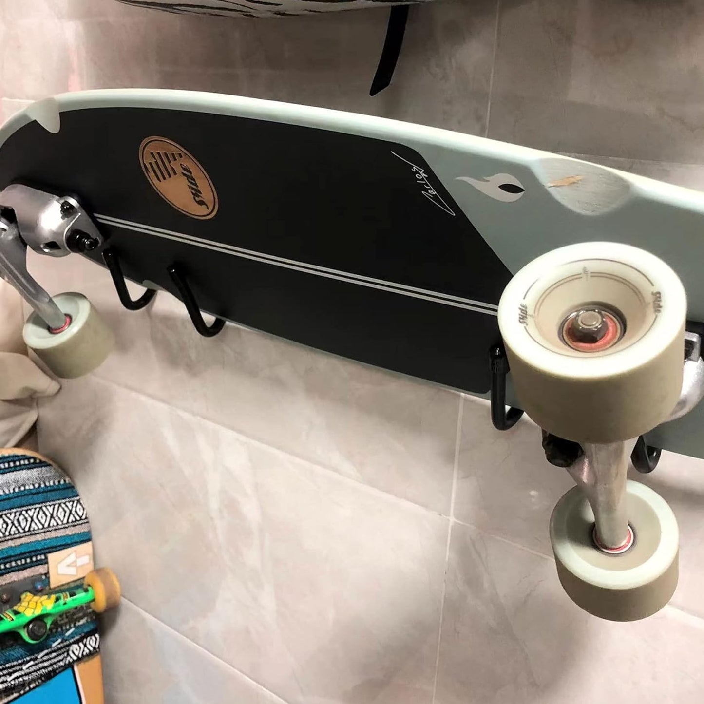 Upgraded Skateboard Wall Mount Skateboard Hanger, Skateboard and Longboard Wall Rack, Skate Board Holders-Lengthen