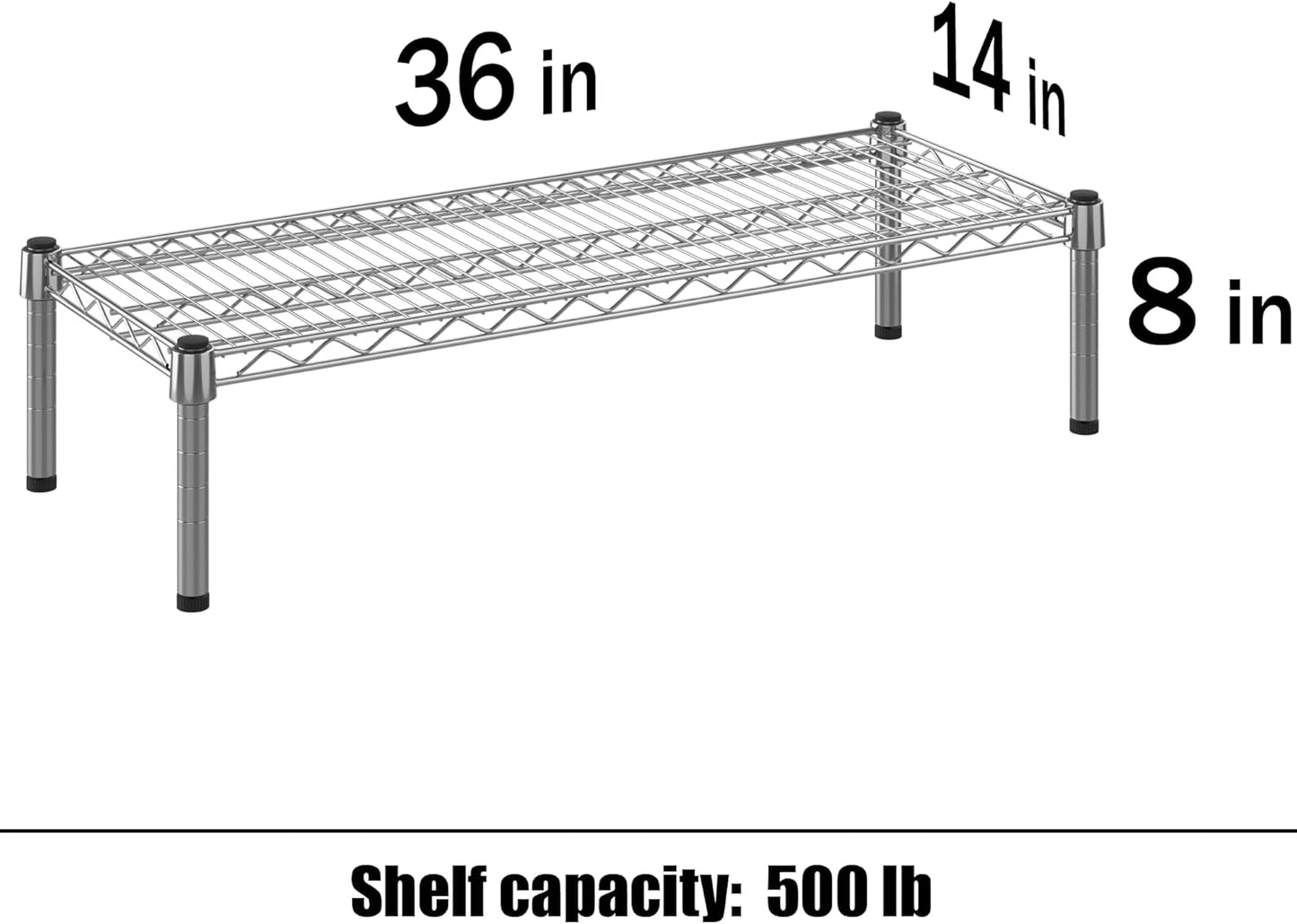 14" Deep x 36" Wide x 8" Height 1-Tier Wire Shelving Kit | NSF Commercial Storage Rack Unit