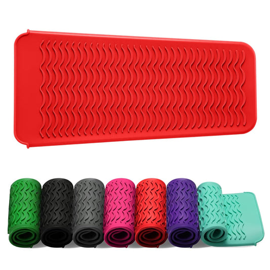 ZAXOP Resistant Silicone Mat Pouch for Flat Iron, Curling Iron,Hot Hair Tools (Red)