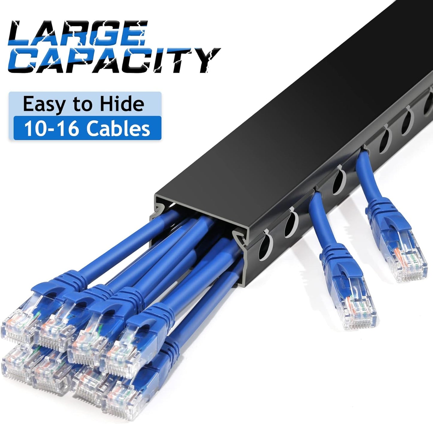 ZhiYo Cable Raceway 78in(2xL39in), Server Rack Cable Management Under Desk Cord Organizer, Electrical Safe PVC Cable Channel Open Slot Wire Raceway for Network/PC/TVs, Wire Duct H1 x W1.6in Black
