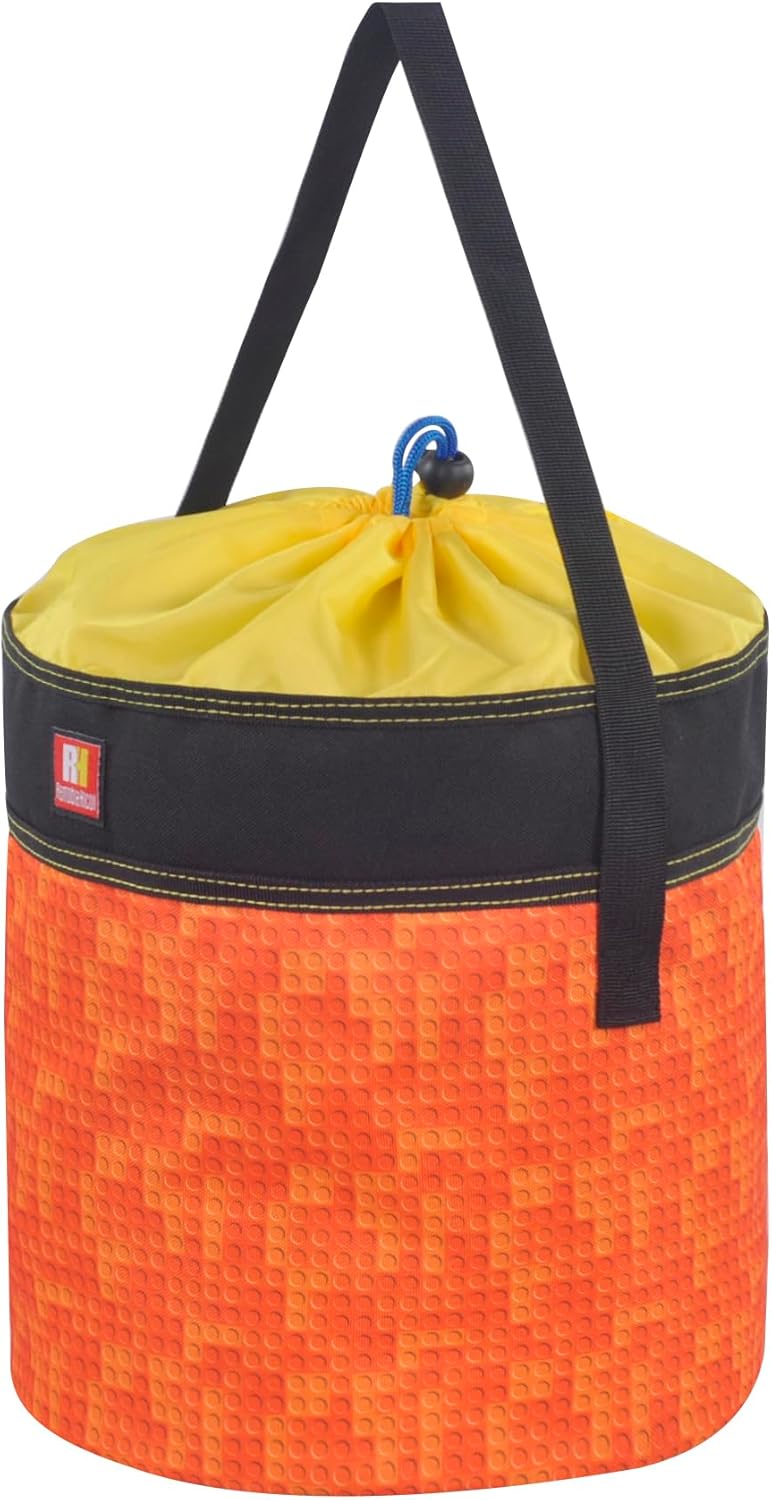 Toy Storage Organizer Basket Bag with Drawstring for Buliding Bricks, Blockets,Puzzles,Playroom Cinch Bucket Carrying Bag with Handle (Orange)