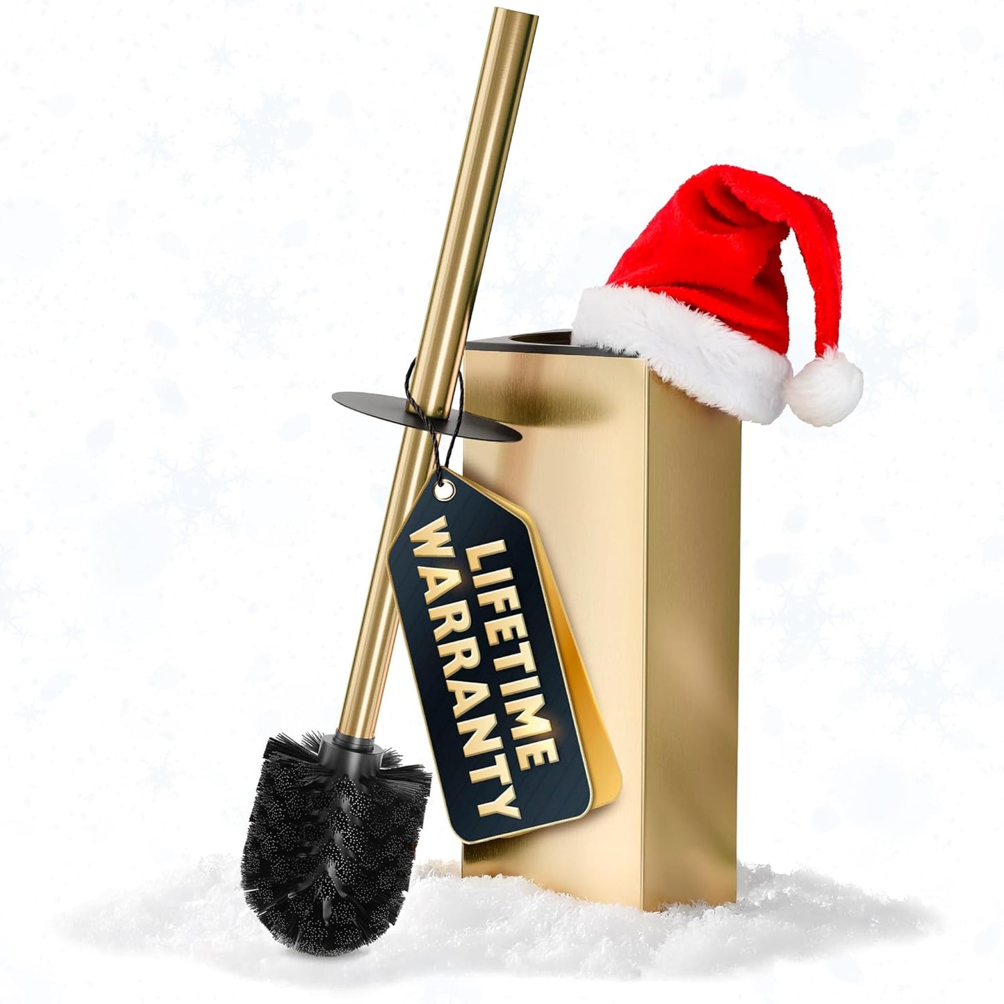 Stainless Steel Toilet Brush and Holder Set Gold & Square Design - Corrosion and Scratch-Resistant Gold Toilet Brush and Holder Set with Splash Protection - for Deep & Effective Bathroom Cleaning