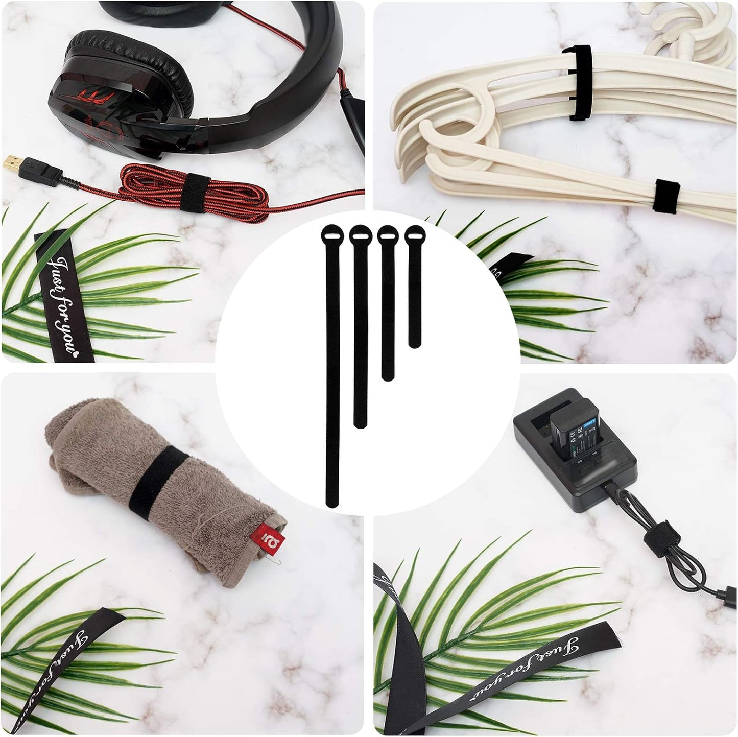 150PCS Reusable Cable Ties - 4+6+8+10inch Multi-Purpose Cable management Hook & Loop Cable Straps Wire Ties,Adjustable Fastening Cord Organizer,Cable Organizer for Home,Office and Data Centers,Black