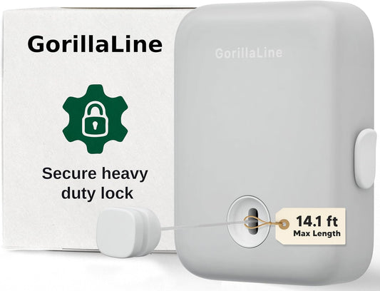 GorillaLine Retractable Clothesline, Indoor and Outdoor, Heavy Duty Wall Mounted Laundry Line, Space Saving Drying Rack for Towels, Sheets and Clothing, Stainless Steel, for Bathroom, Balcony or RV