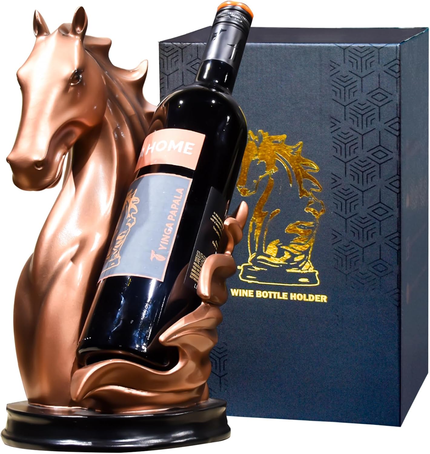 Wine Bottle Holder Wine Racks Tabletop Horse Statue as Home Kitchen Wine Cellar Decorative Storage Organizer, Whimsical Decor Horse Decor Horse Wine Lovers Gifts for Women (Bronze)