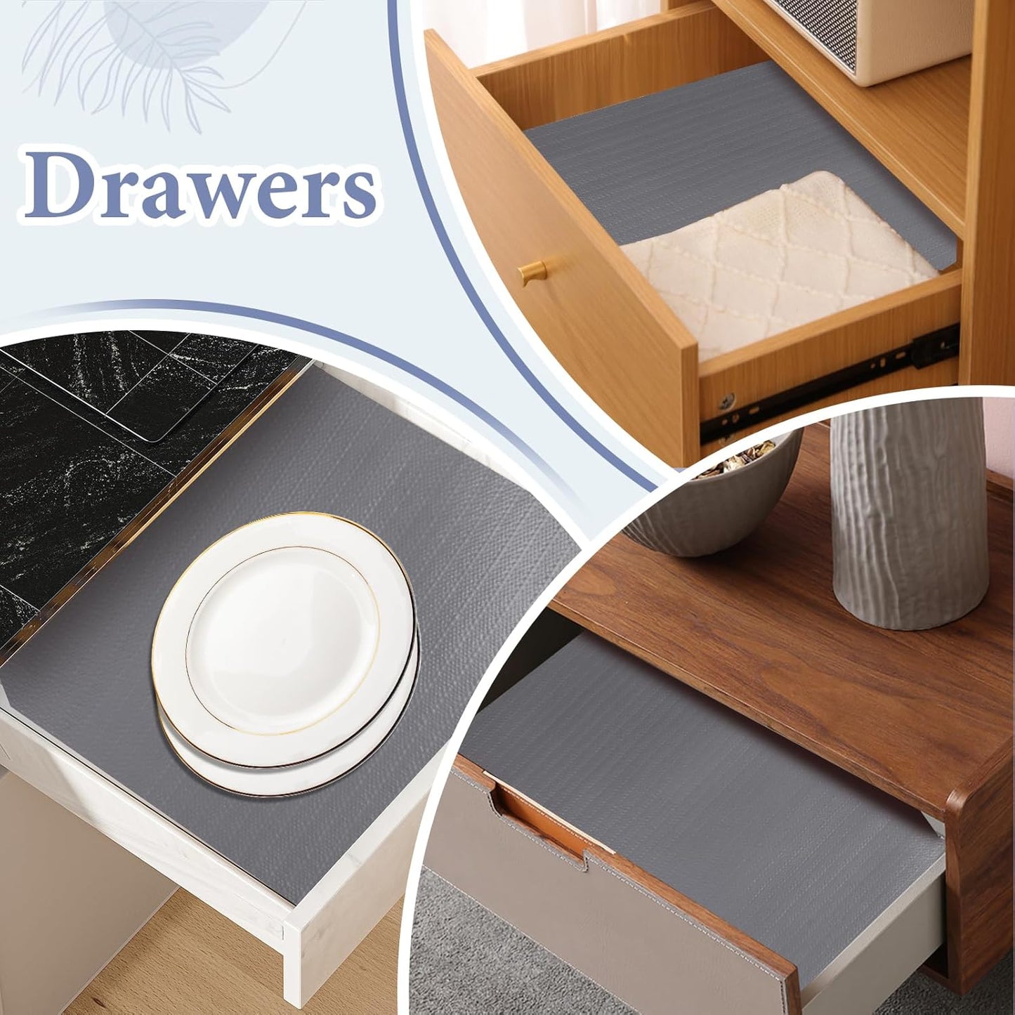 Drawer and Shelf Liner for Kitchen Cabinet: 23 in X 30 Ft Non Slip Waterproof Shelf Paper Non Adhesive Refrigerator Liners Pure Grey Easy Liners for Bathroom with Knife Tape Measure