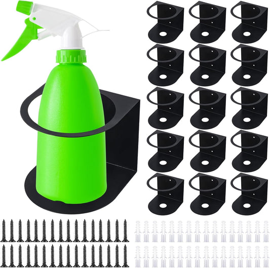 Gerrii 16 Pcs Spray Bottle Holder Wall Mount Bottle Organizer Spray Can Holder Organizer for Garage and Workspace Stainless Steel Easy Install Craft Workspace Paint Rack with Hardware (Black)