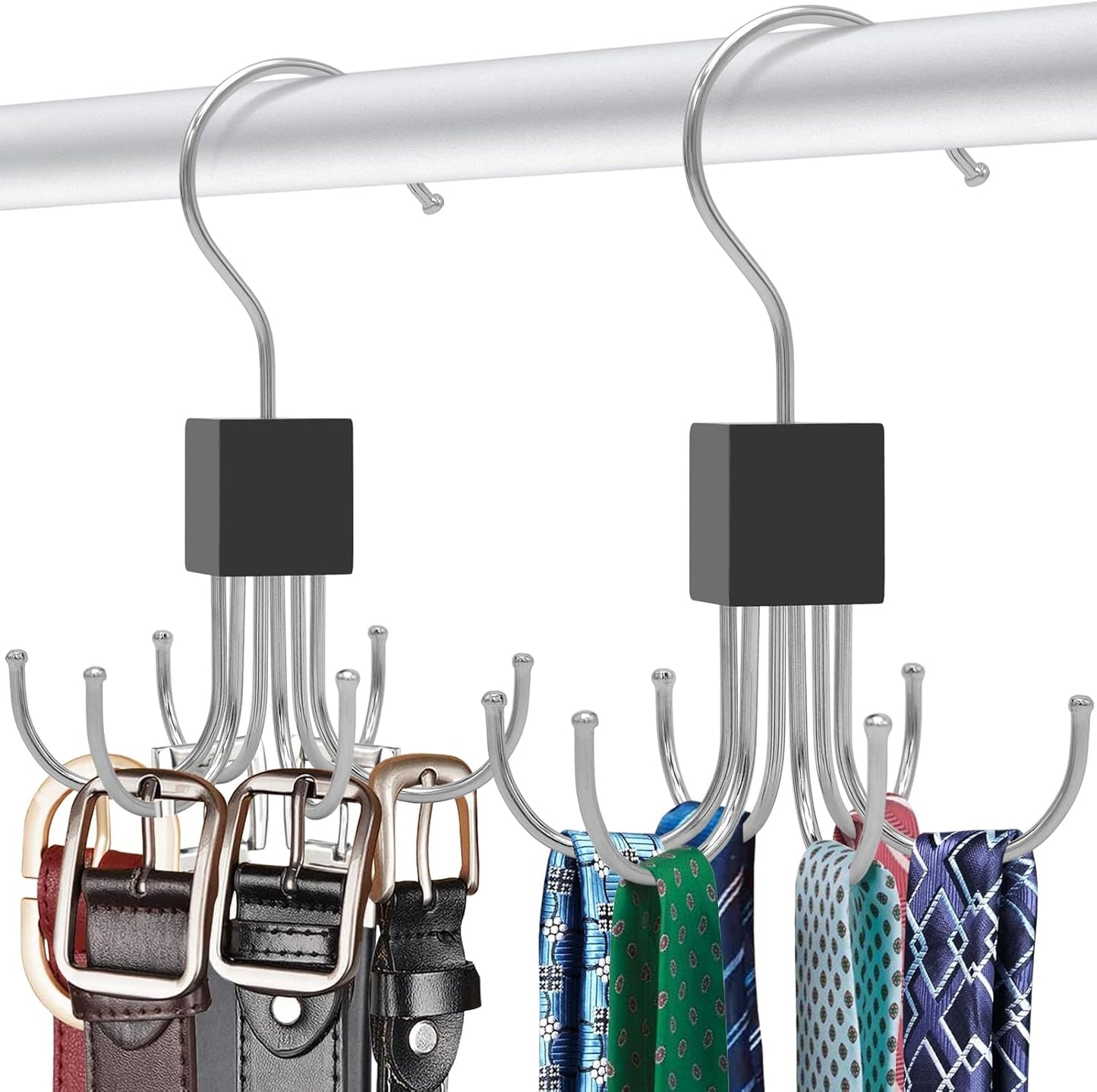 4pcs Rotatable Tank Top Hanger,Bra,Belt,Tie,Scarf Hanger for Closet, Multipurpose Holder Organizer and Storage Hook for Belt,Bra,Hat,Tank Top,Tie,Scarf,Purse