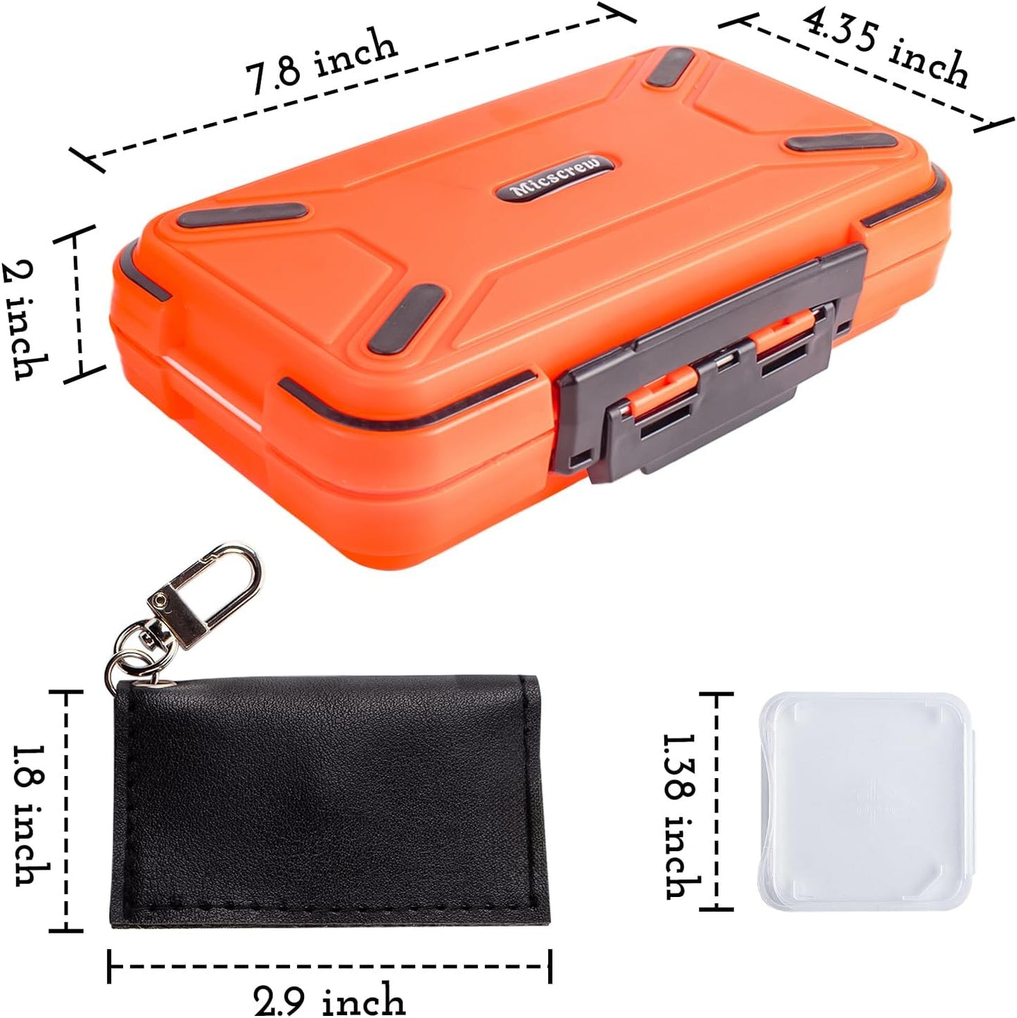 36 Slots Memory Card Case Orange with 36 Transparent Holders & 40 Writable Labels, SD Card Storage Case & Organizer for Camera Memory Cards
