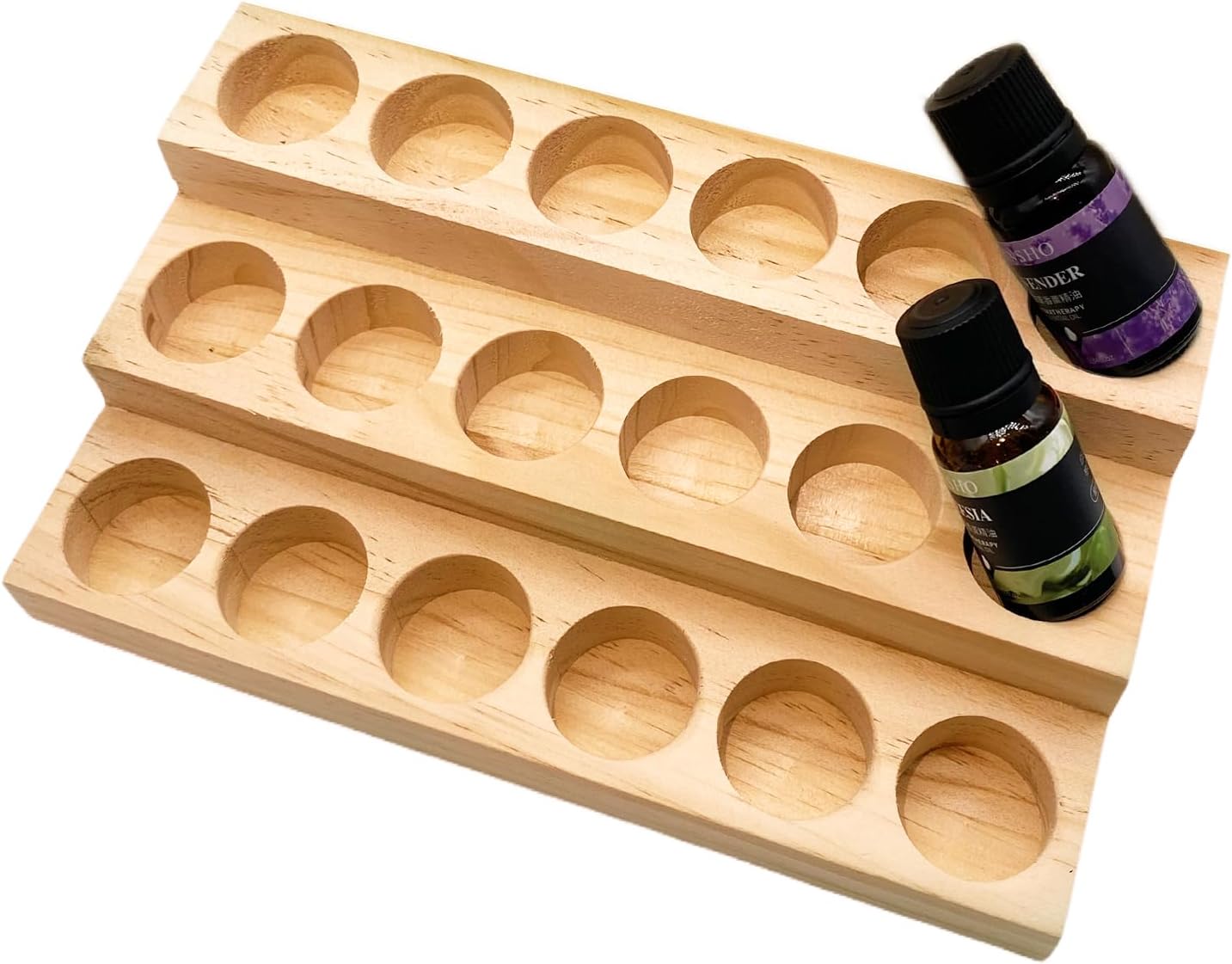 3 Tier Wooden Essential Oil Organizer Essential Oils Racks Display Stand Tabletop Storage Rack for 5-20ml Bottles Organizers and Storage Shelf Box Display for Essential Oils