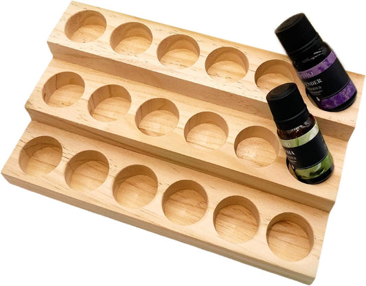 3 Tier Wooden Essential Oil Organizer Essential Oils Racks Display Stand Tabletop Storage Rack for 5-20ml Bottles Organizers and Storage Shelf Box Display for Essential Oils