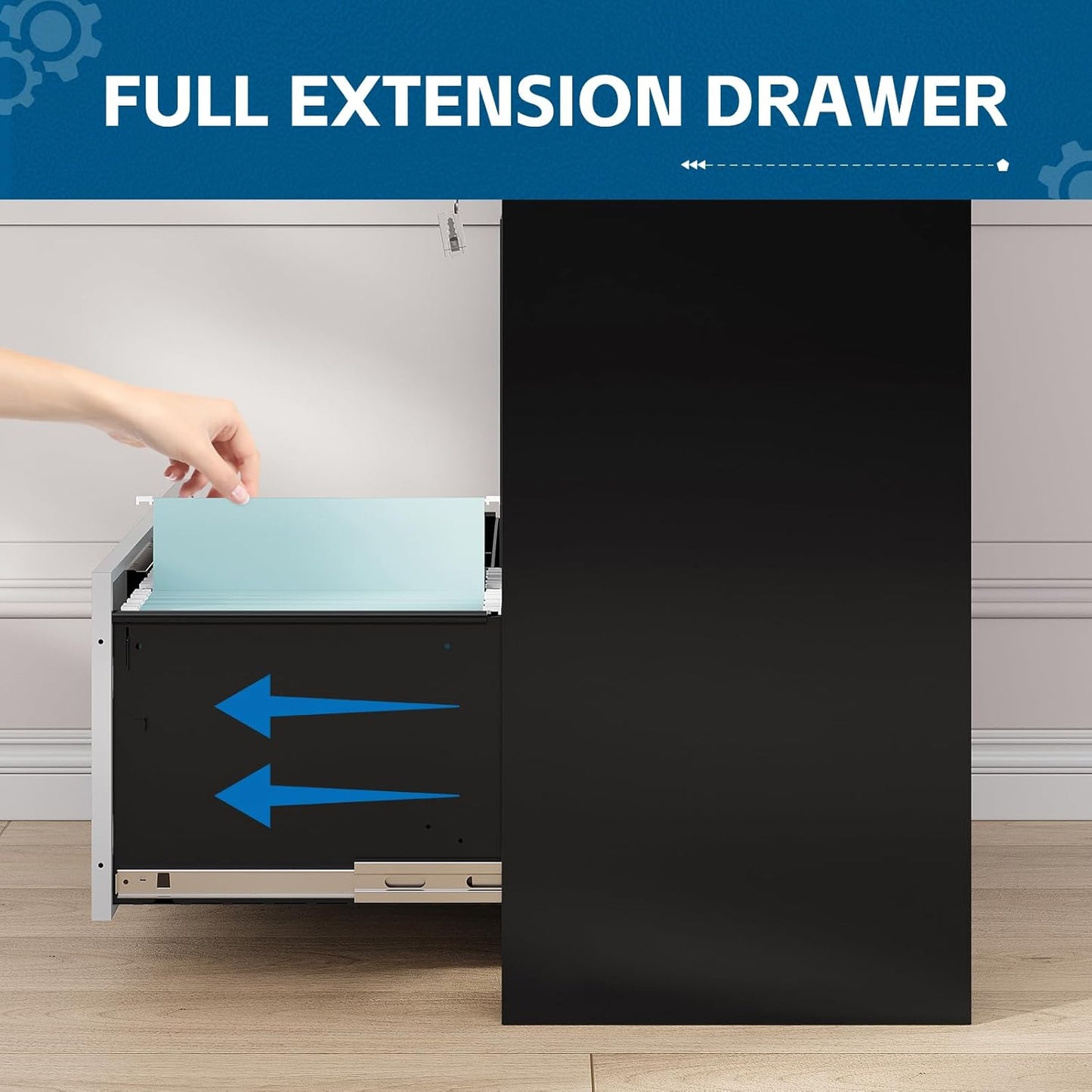 2-Drawer Metal File Cabinet,Lateral Filing Cabinets for Home Office,Locking File Cabinet with Storage Shelves,Legal/Letter/A4 Size Office File Cabinets(Black Grey, Assemble Required)