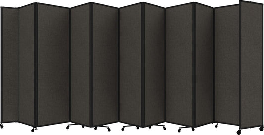 Versare Room Divider 360 Portable Wall Partition | Folding Panels | Large Freestanding Divider | Locking Wheels | Temporary Room Separator | 25' x 7'6'', Mocha