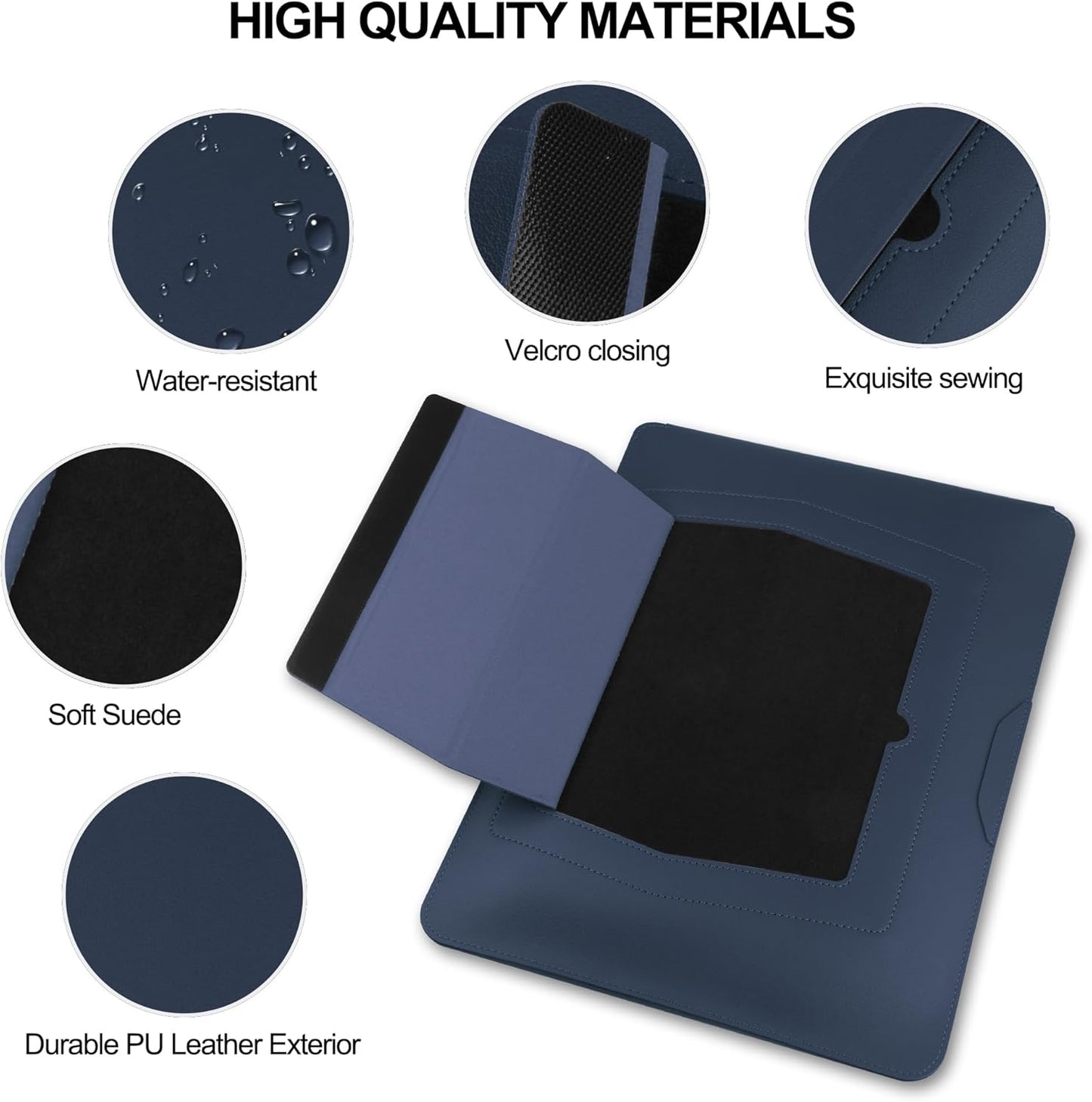 13.3'' /13.6'' Laptop Sleeve Case Leather Bag with Stand Compatible with MacBook Pro 14/MacBook Air 13(M1 M2)/13.3'' Yoga/Dell XPS 13/HP/Matebook 14'' Laptop case, Blue
