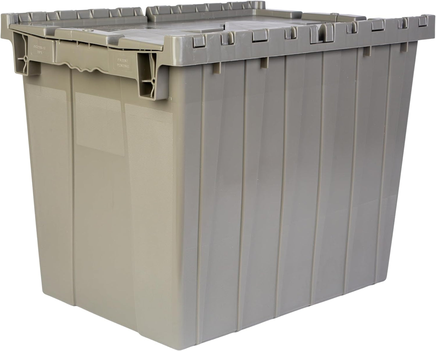 Hudson Exchange 21.9 x 15.2 x 17.2” (17.2 Gallon, 3 Pack) Storage Tote Distribution Container with Hinged Attached Lid, Gray/Brown