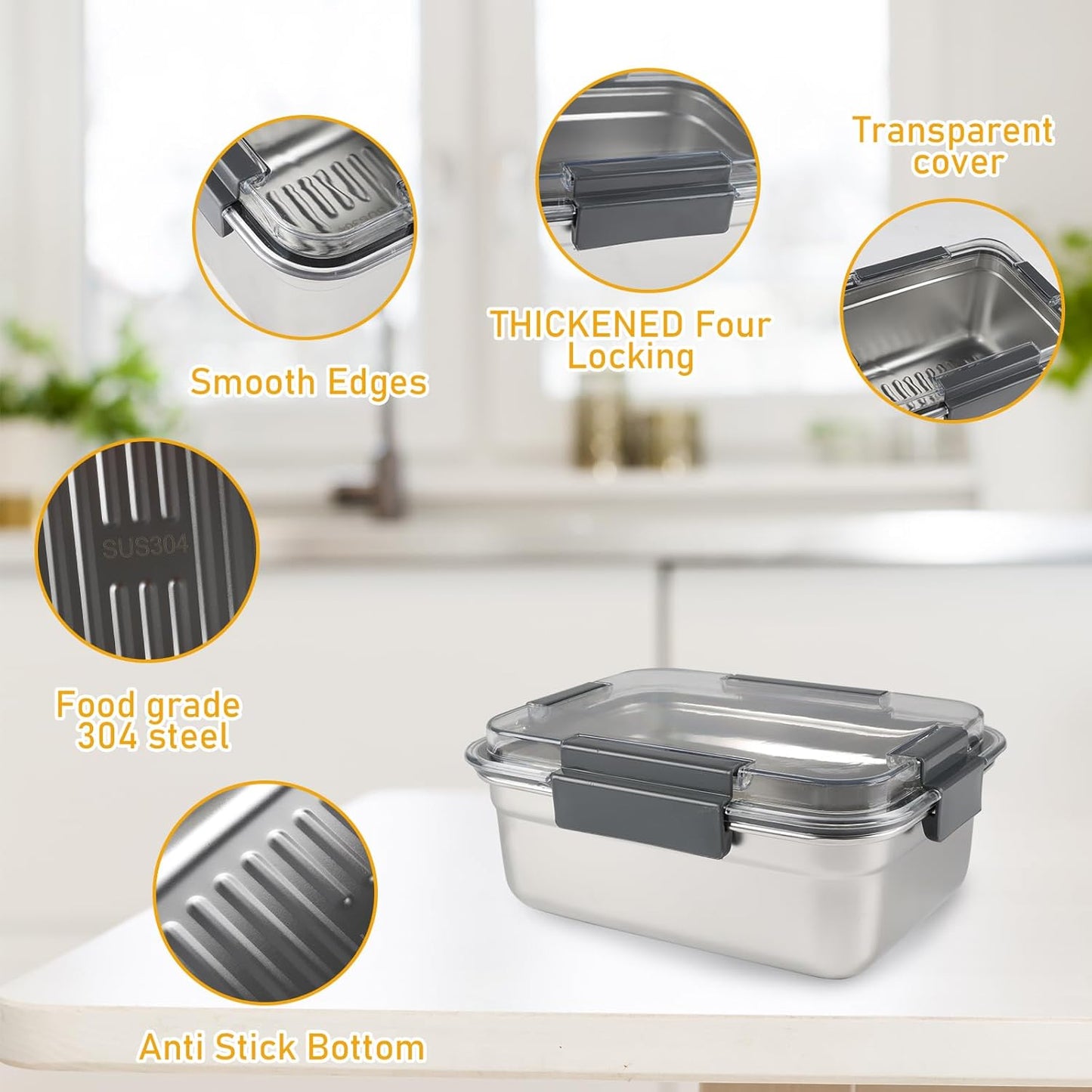 Cheese Container for Refrigerator,Cheese Stainless Steel Container with Lids,Deli Meat Saver,Shredded Cheeses Storage Containers for Fridge,Stackable Kitchen Keeper,Sliced Cheddar Holder