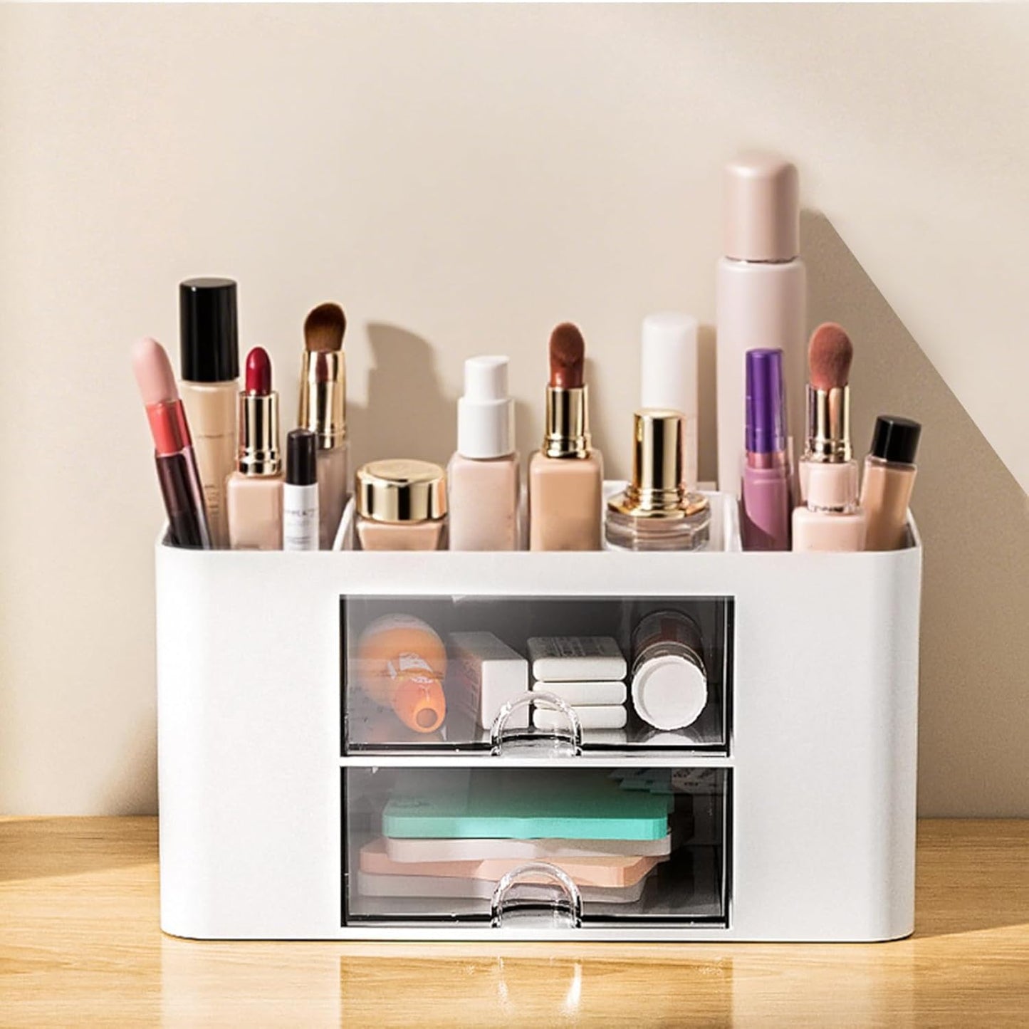 Makeup Organizer, Makeup Organizer with Drawers, Cosmetic Storage Box, Clear Desktop for Brushes, Skincare, Office Supplies, Cosmetic