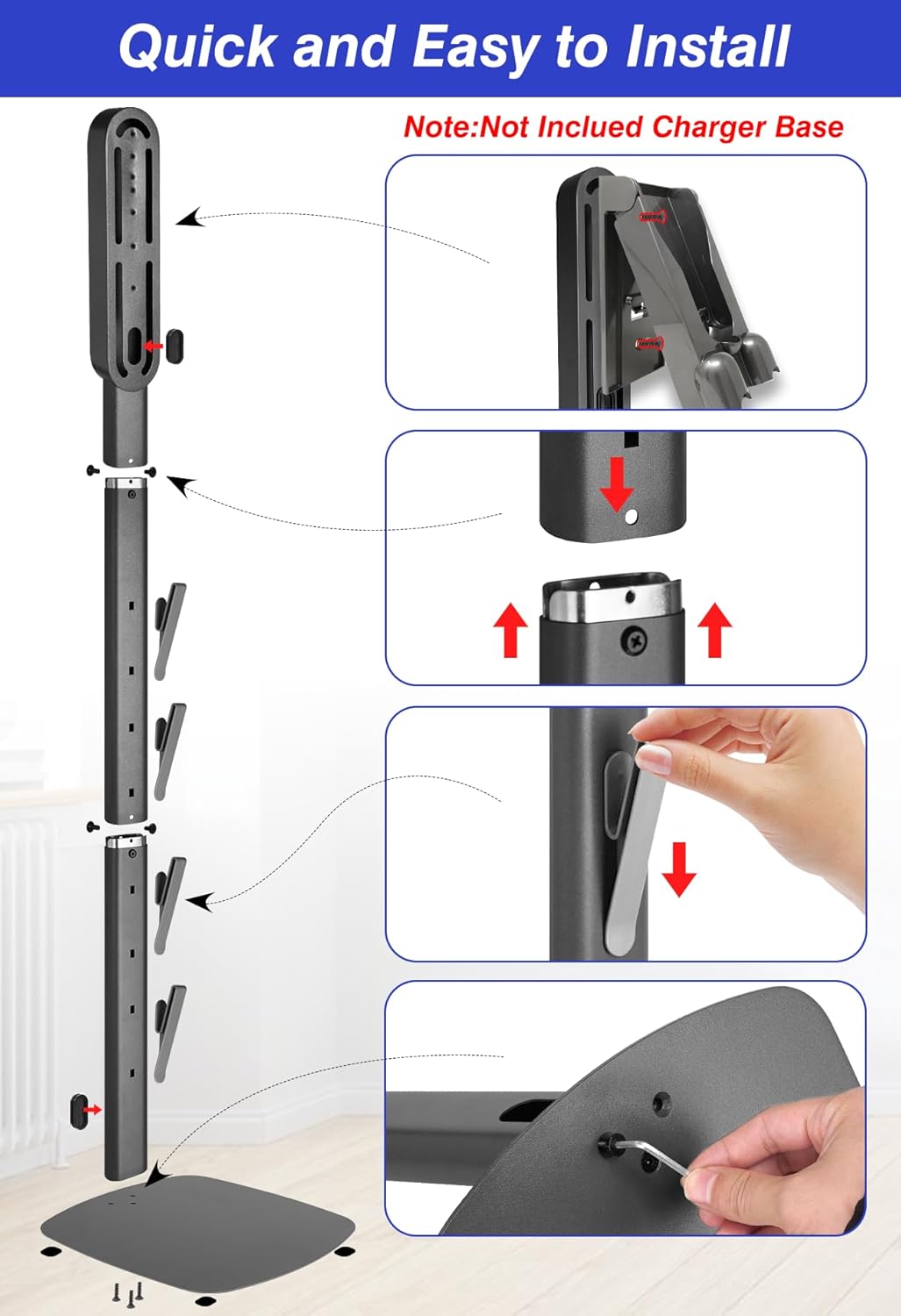 Haturi Vacuum Stand for Dyson Gen5 V15 V12 Detect V11 V10 V8 V7 V6, Vacuum Holder and Metal Storage Bracket Standing dock with Hidden Cord Design for Dyson Handheld Cordless Vacuum Cleaners