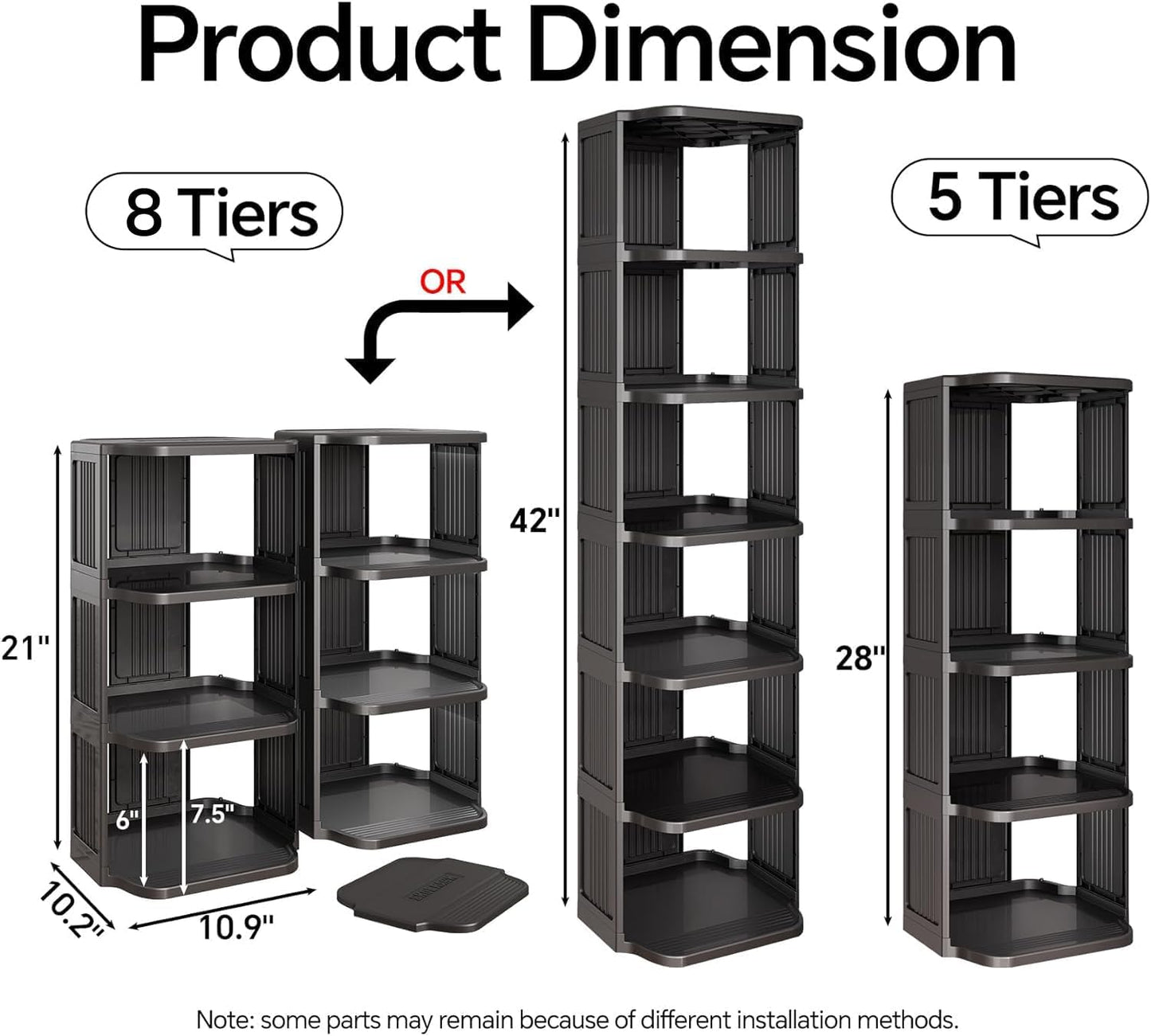Shoe Racks for Closet, 5 Tiers Stackable Shoe Rack for Front Door Entrance Free Standing Plastic Shoe Stand Narrow Tall Vertical Shoe Rack, Closet Shoe Organizer for Small Spaces Shoe Storage
