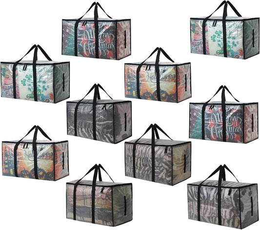 Heavy Duty 93L (24.5 Gallon) Stackable Storage Bins with Fully Openable Lids, Moving Bags Heavy Duty, Clear Plastic Totes for Moving Storage, Home Organization, Closet, Dorm Room. 10 pack