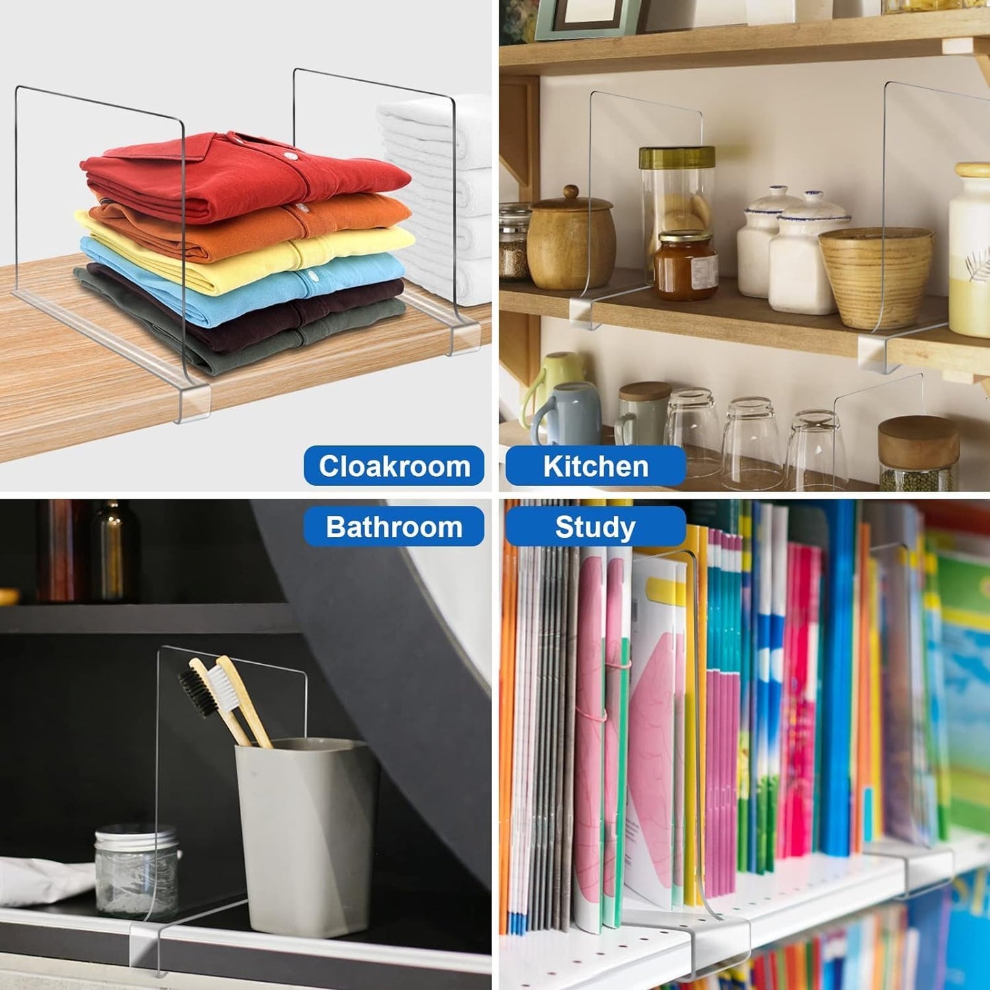 12 Inches Tall [Extra Tall Version] Shelf Dividers for Closet Organization and Storage, 8 Pack Purse Organizer for Closet Acrylic Bookshelf for Organization, Perfect for Sweater Shirts Handbags