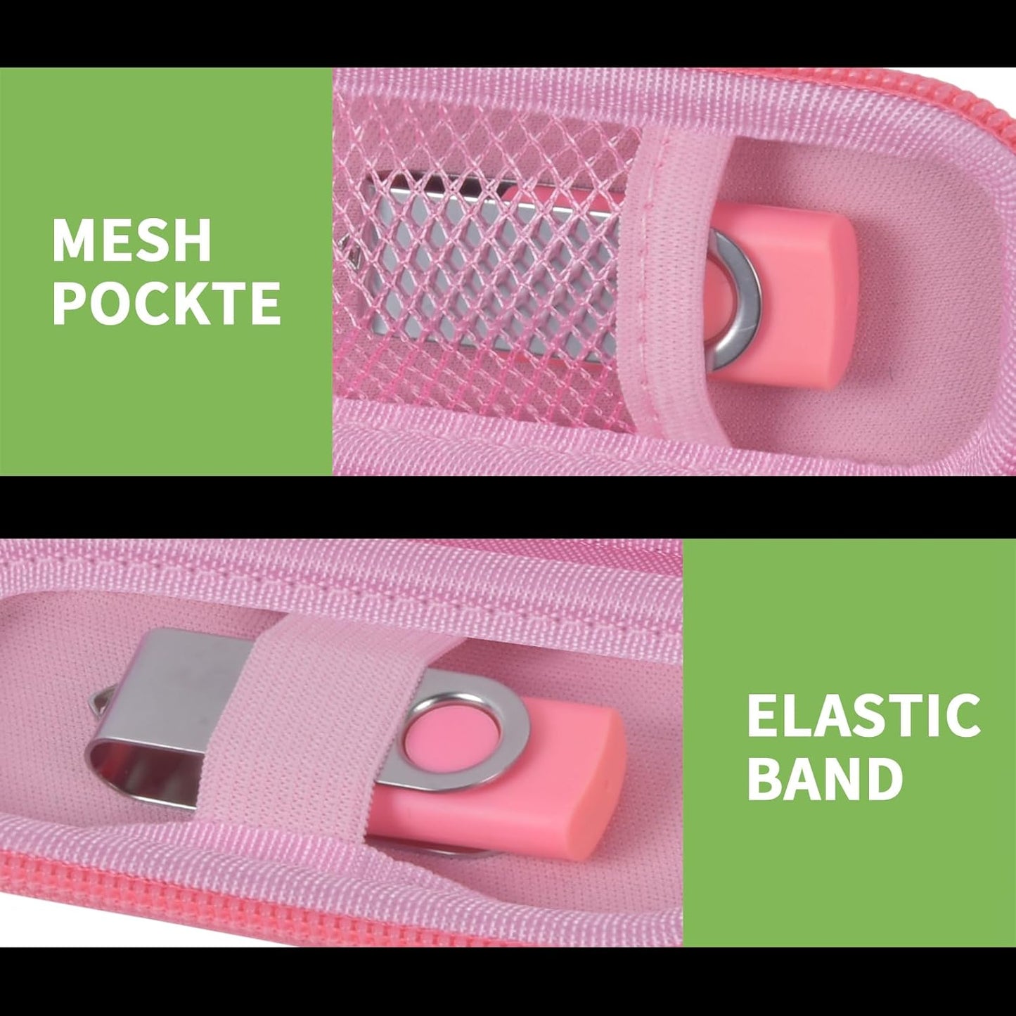 USB Flash Drive Case, SD Card Holder Compatible with Thumb Drive, Memory Cards, SDXC SDHC Storage Bag, Electronic Accessories Organizer for SanDisk for Samsung for Inland (Pink)