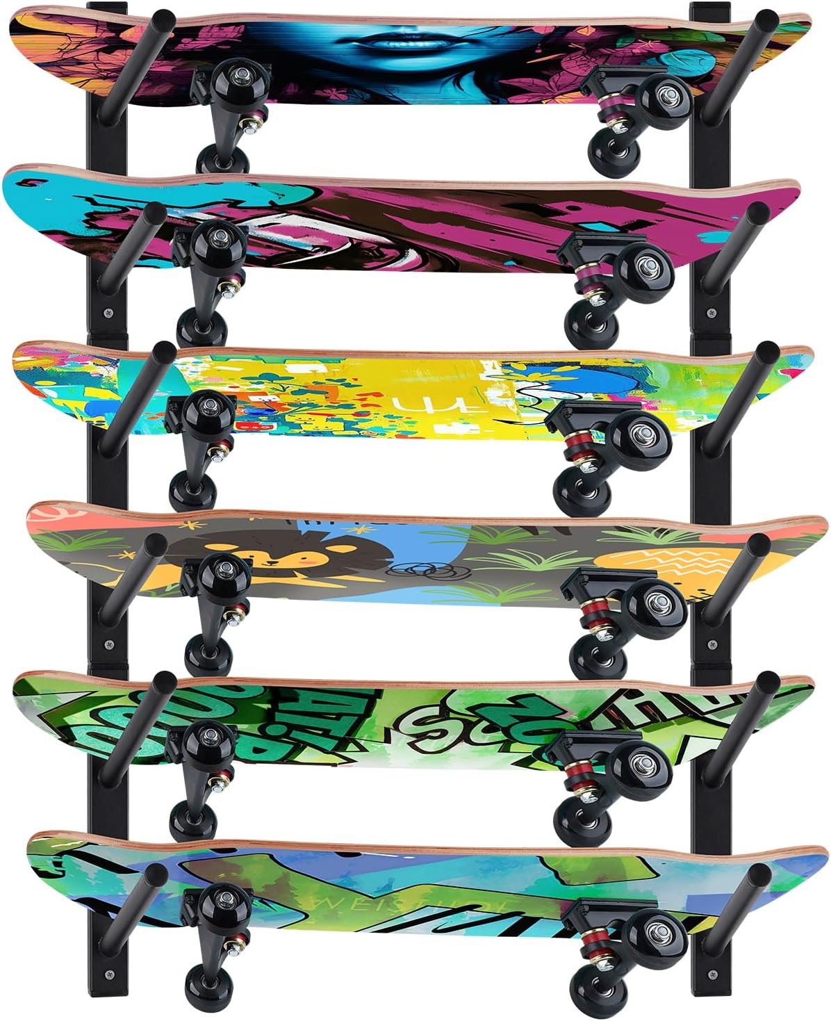BiJun Skateboard Wall Mount, Snowboard Wall Mount Display, Horizontal Ski Wall Rack, Skateboard Rack Storage Holder Longboard Hanger