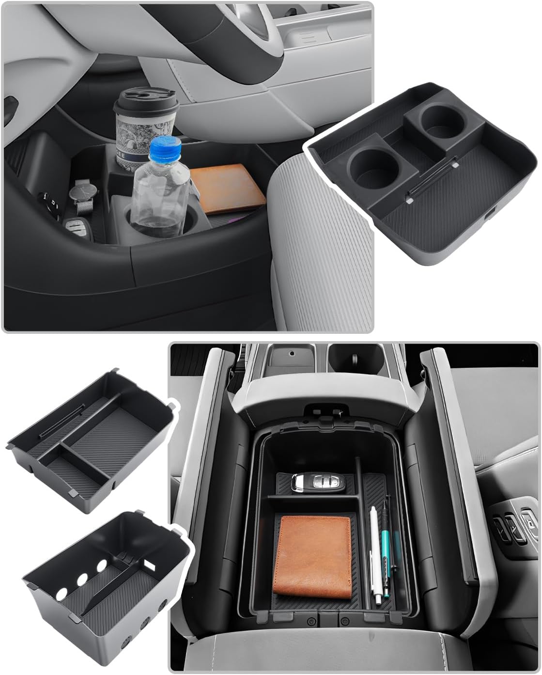 CDEFG 3Pcs Center Console Organizers for 2026 Hyundai Palisade, for 2026 Hyundai Palisade Accessories Middle Console Dual Organizers Armrest Storage Box & Lower Console Tray(Only for Split Armrest)