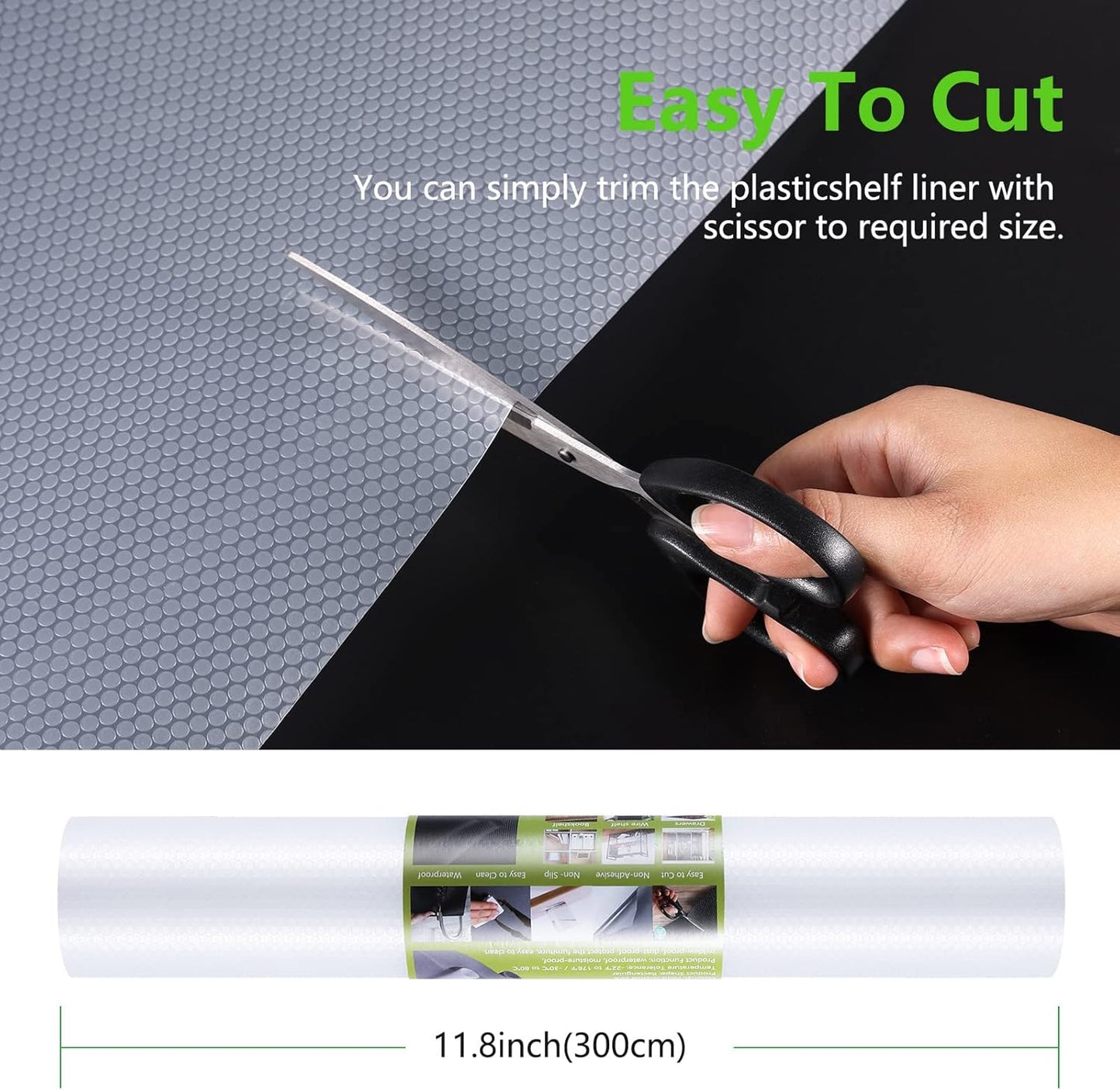 Shelf Liners for Kitchen Cabinets Refrigerator Liners Waterproof Kitchen Cupboard Liner Non-Slip Drawer Mats EVA Material Non Adhesive Fridge Mats for Shelves - Clear 17.5 x 393.7 Inches
