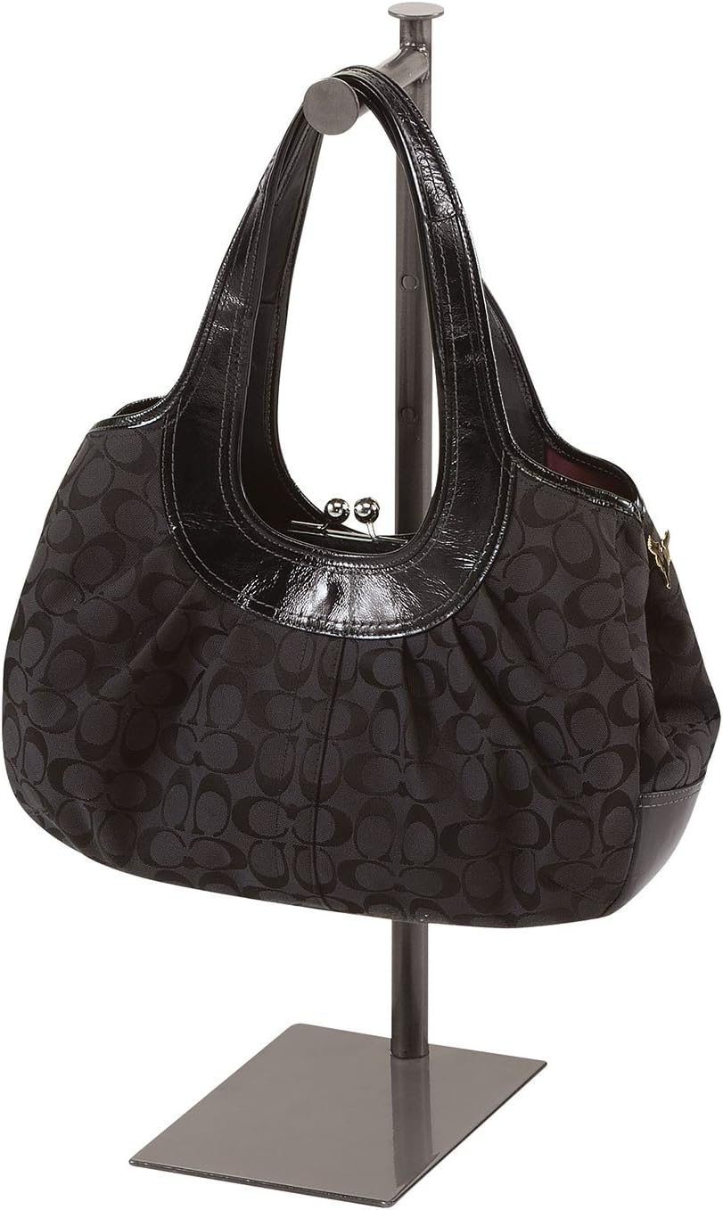 SSWBasics Raw Steel Purse Stand - 6"L Hang Rail with 5" of Hang Space | Counter Merchandise Hook | Purse Stands for Display | Handbag Display Stand for Stores and Boutiques