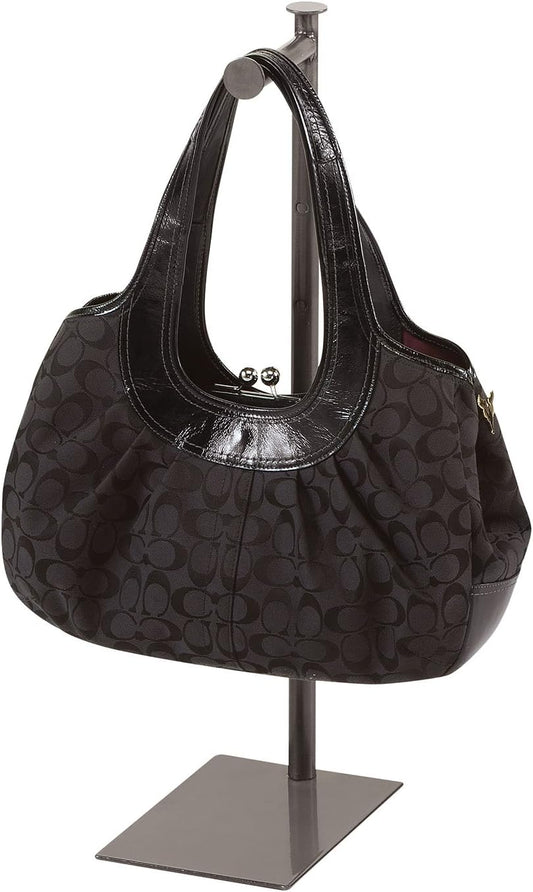 SSWBasics Raw Steel Purse Stand - 6"L Hang Rail with 5" of Hang Space | Counter Merchandise Hook | Purse Stands for Display | Handbag Display Stand for Stores and Boutiques