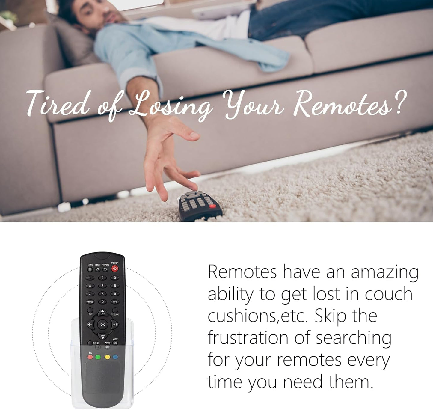 4 Pcs Remote Control Holder Wall Mount, TV Controller Holder, Self Adhesive Remote Holder, Wall Pen Holder Storage Accessories for Home Office School（Clear）