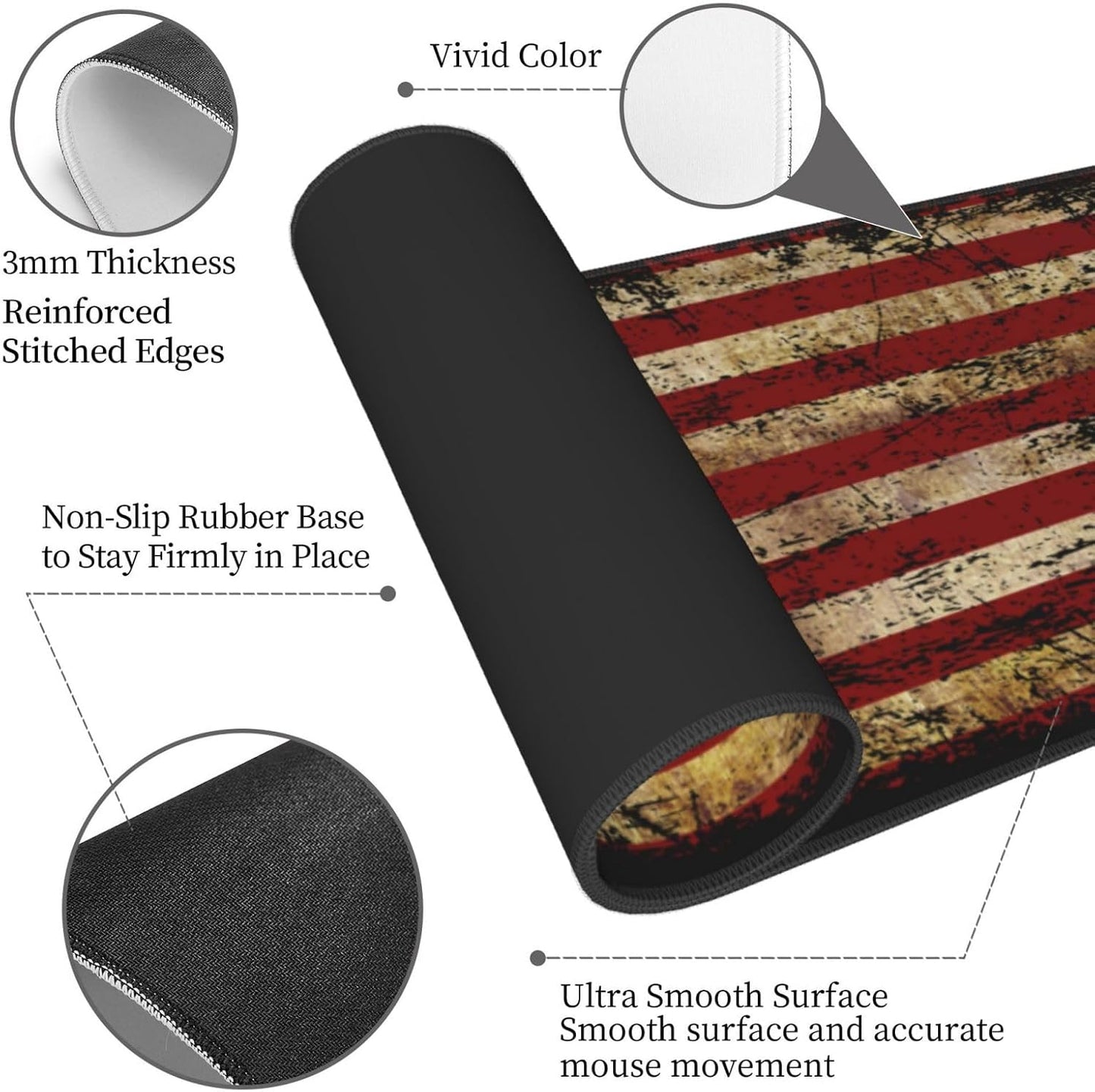 American Flag Gaming Mouse Pad, Large Mouse Pad for Desk Mat XXL XL Mousepad, Big Keyboard Pad Office Desk Accessories Decor
