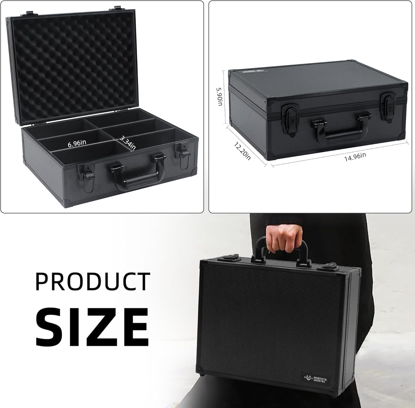 Graded Card Storage Box; Durable Sports, PSA Card Storage Case- Trading Card Storage Box - PSA Slab Case For Top Loaders (BLACK, 16.5x13.3x6.9 inches)