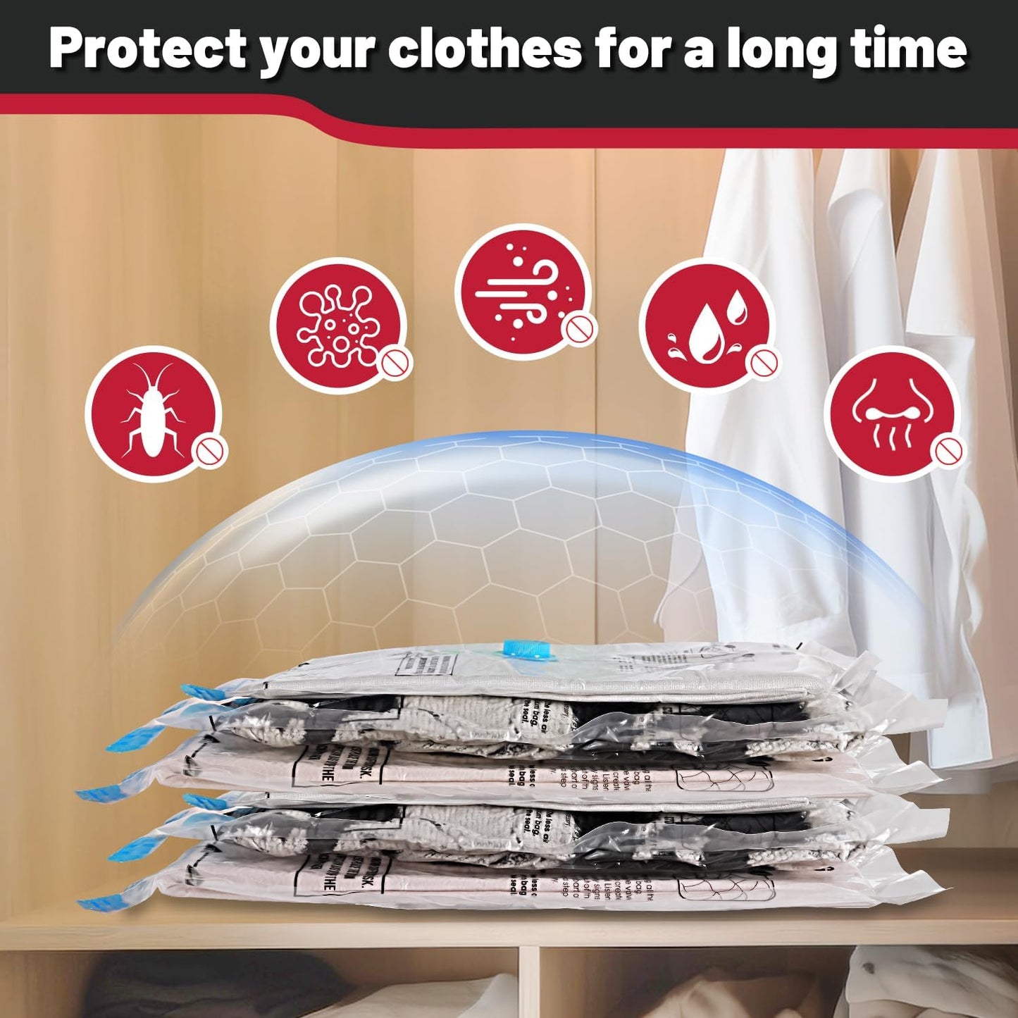 8 Pack Jumbo Vacuum Storage Bags with Portable Electric Pump,Vacuum Seal Bags for Clothing,Space Saver Bags,Comforters, Blankets, Bedding