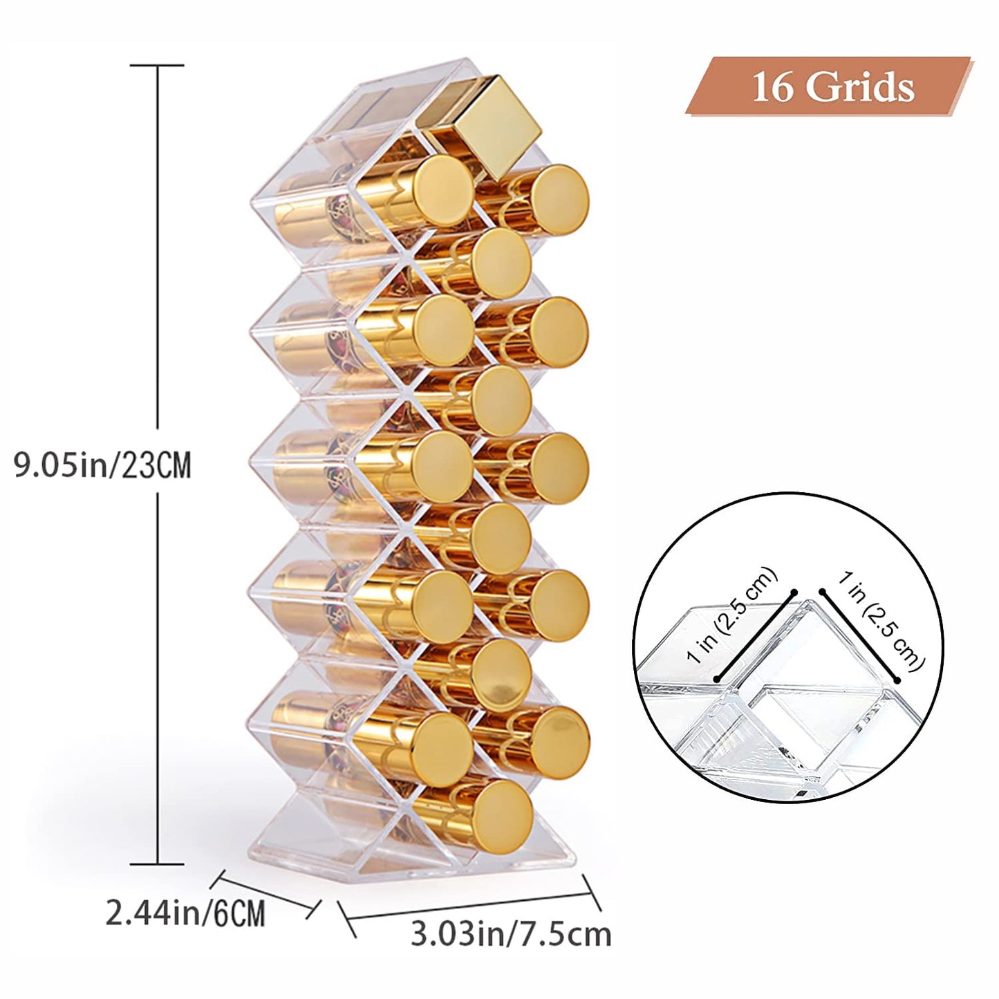 Lipstick Holder Organizer 48 Spaces Acrylic Stackable Fish Shape Lipstick Tower, Lip Gloss Storage Stand, Perfect for Lipgloss Organizers Makeup Vanity Display, Clear (3 Pack)