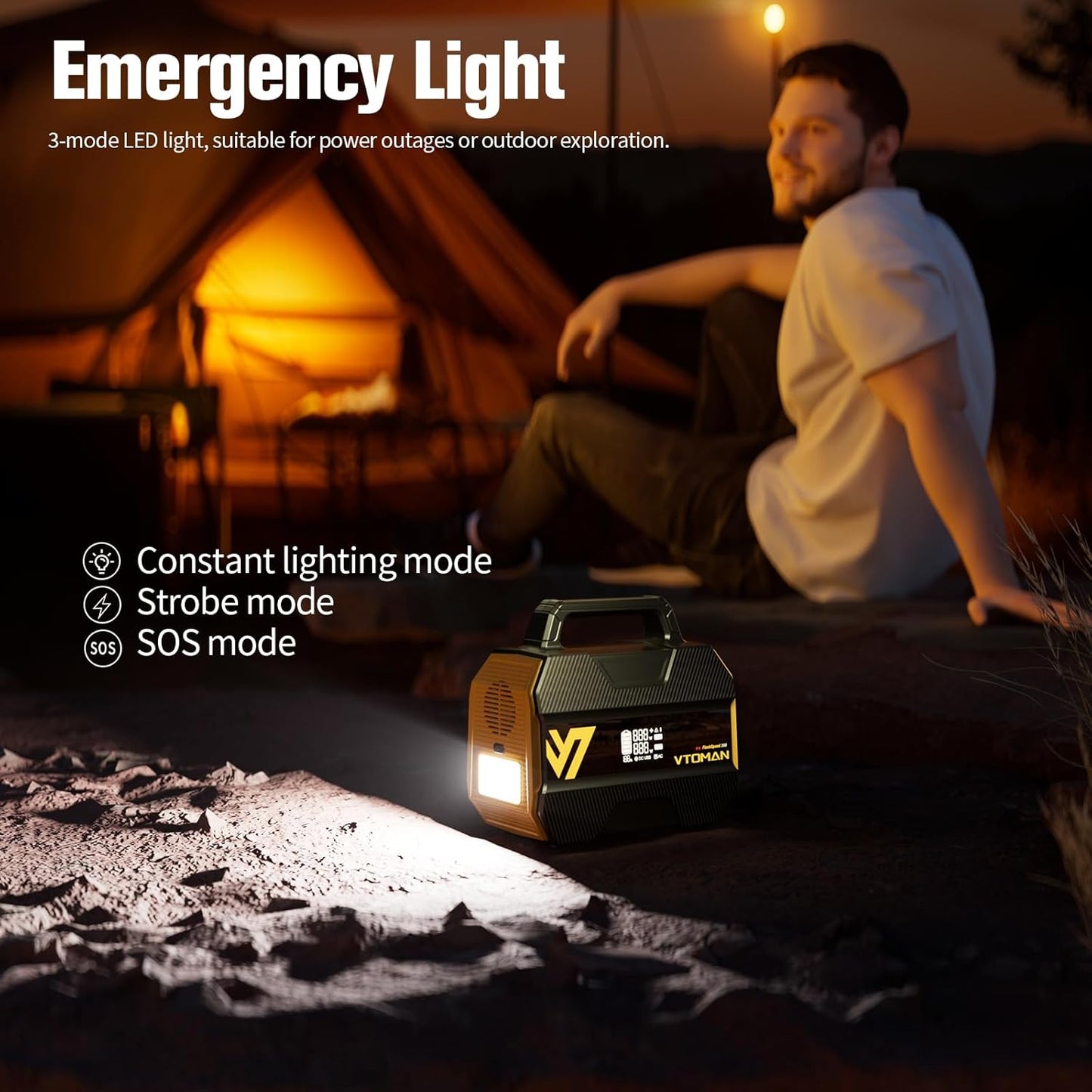 VTOMAN FlashSpeed 300 Portable Power Station, 300W 230Wh LiFePO4 Battery with 3000 Life Cycles, 100W PD USB-C Fast Charge, 6 Outputs for Outdoor Camping, Home Backup, RV, Off-Grid