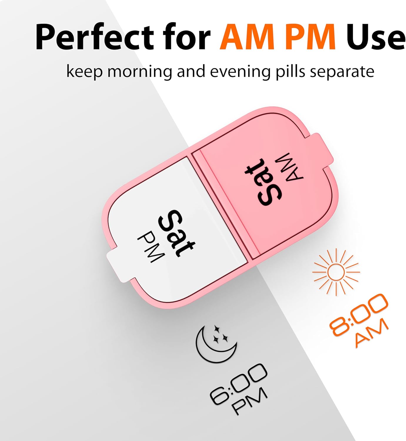 Extra Large Weekly Pill Organizer - XL Vitamin Holder with 7 Detachable AM PM Compartments - Portable Medicine Dispenser for Home and Travel, Big Supplement Container for Weekly or Daily Use, Pink