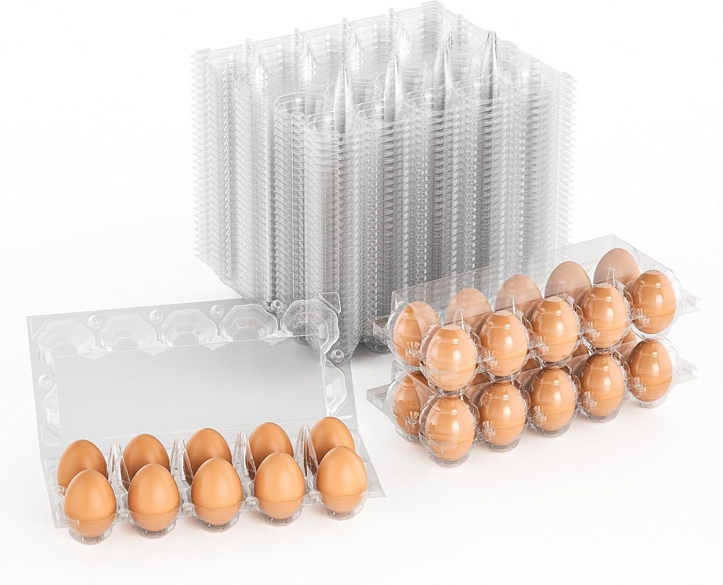 Egg Cartons Cheap Bulk, 60 Pack Egg Cartons Reusable 10 Count, Clear Plastic Wholesale Holder for Packaging, Chicken Container Holders for Family Farm Business Market Display Storage
