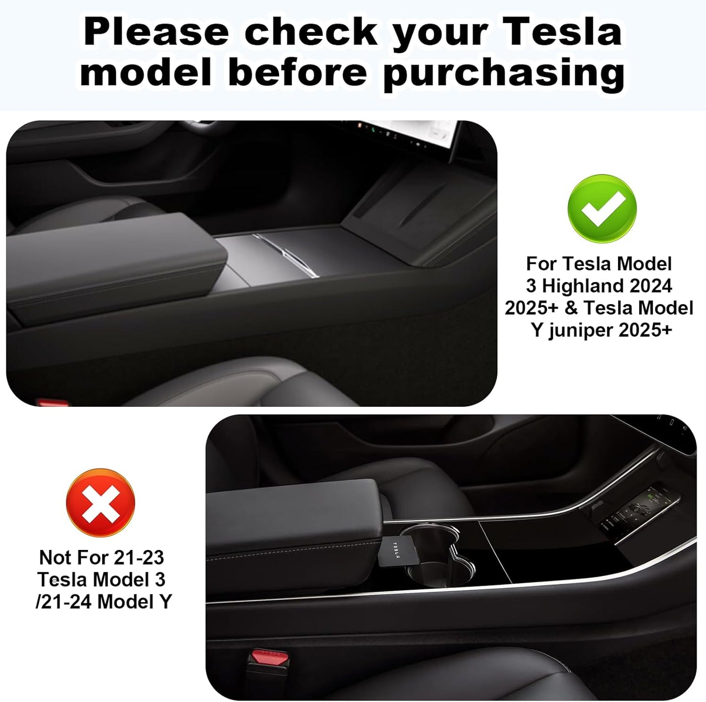 6PCS Upgraded Center Console Organizer for Tesla Model 3 Highland 2024 2025 & Model Y Juniper 2025 Accessories [Smooth Sliding] Armrest Tray Hidden Storage Box Cup Holder Webcam Cover
