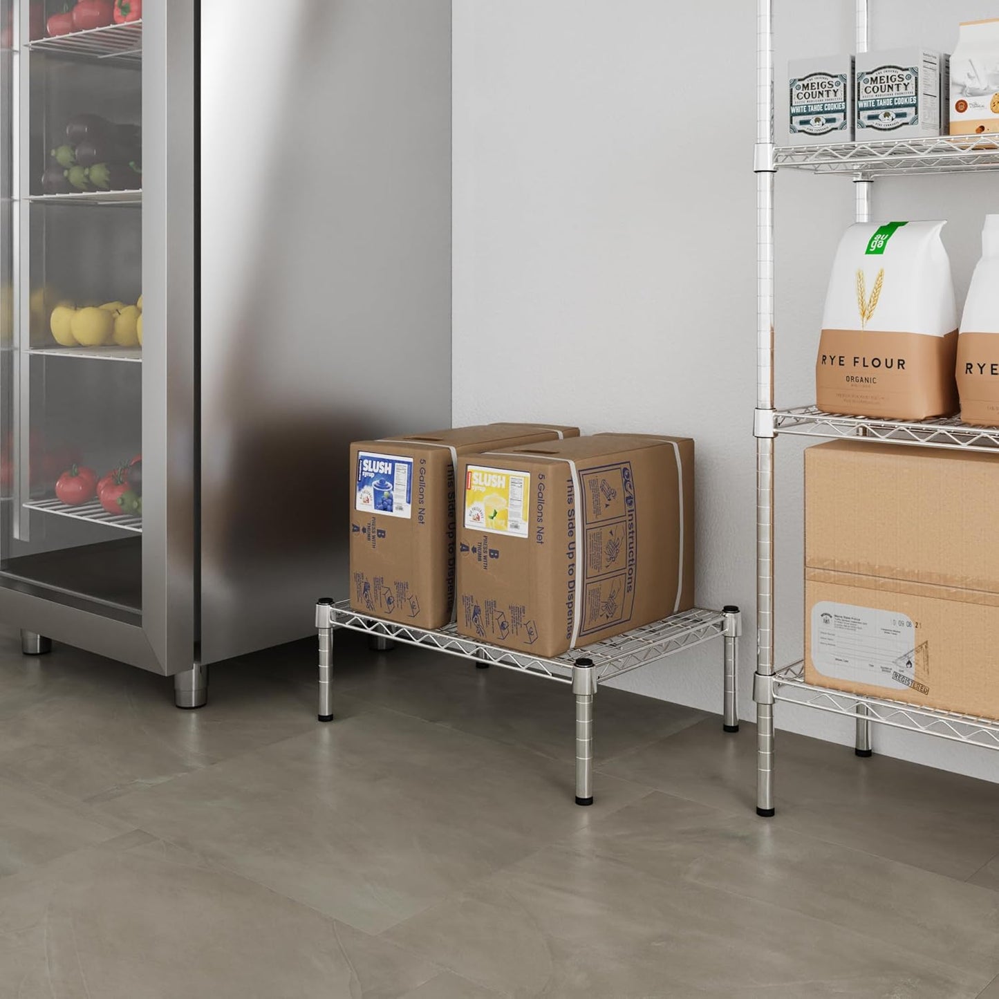 18" Deep x 24" Wide x 8" Height 1-Tier Wire Shelving Kit | NSF Commercial Storage Rack Unit