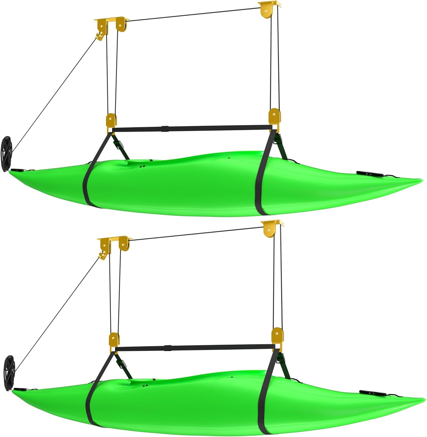 2 Pack Kayak Hoist for Garage Ceiling Storage, Kayak Lift Pulley System with 85 lbs Capacity for Lightweight Kayak, Ladder, Bike, Surfboard