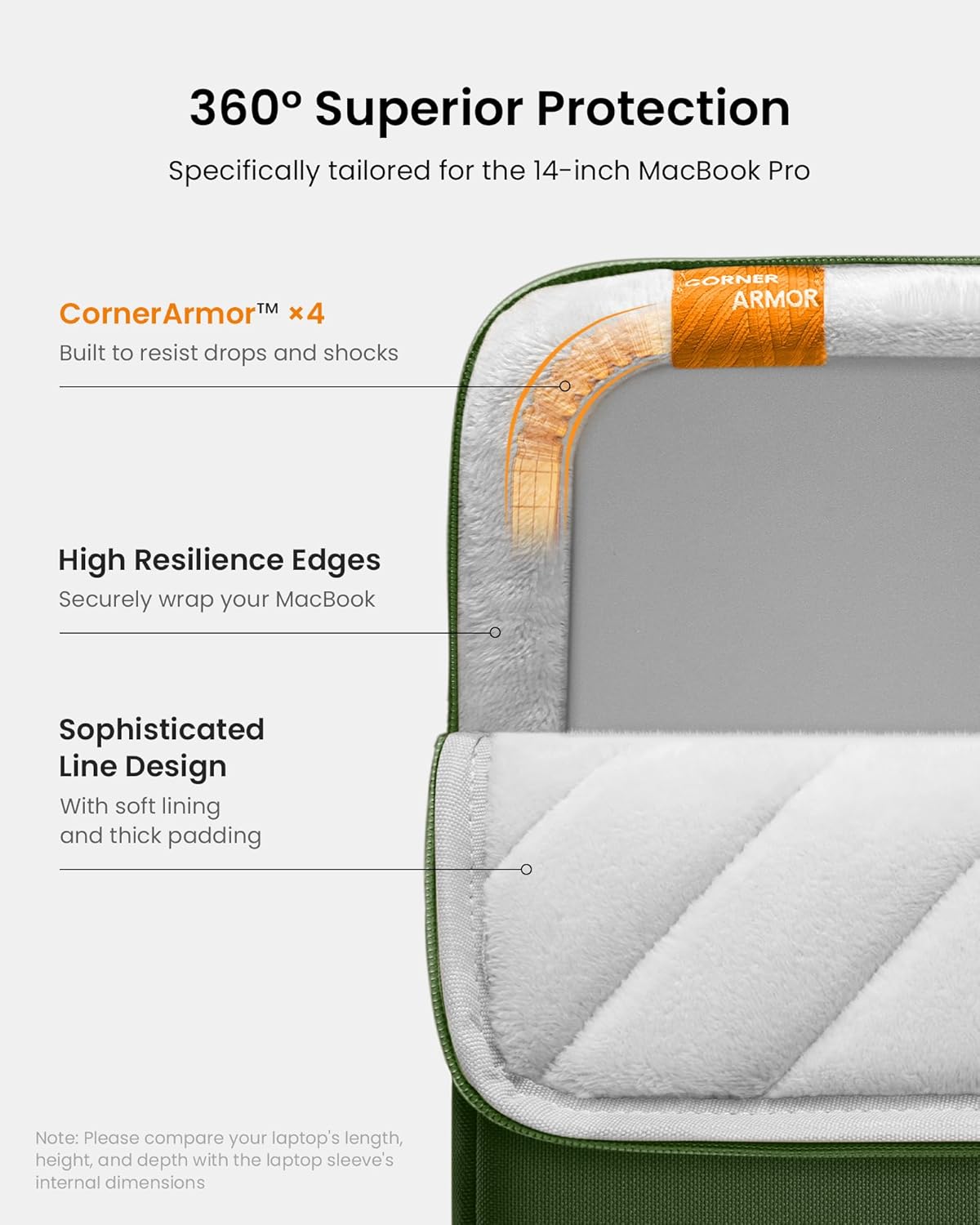 tomtoc 360° Protective Laptop Sleeve for 14-inch MacBook Pro M5/M4/M3/M2/M1 Pro/Max A3434 A3112 A3401 A3185 A2992 A2918 2025-2021, Water-Resistant Case Bag with Accessory Pocket for 13.8Surface Laptop